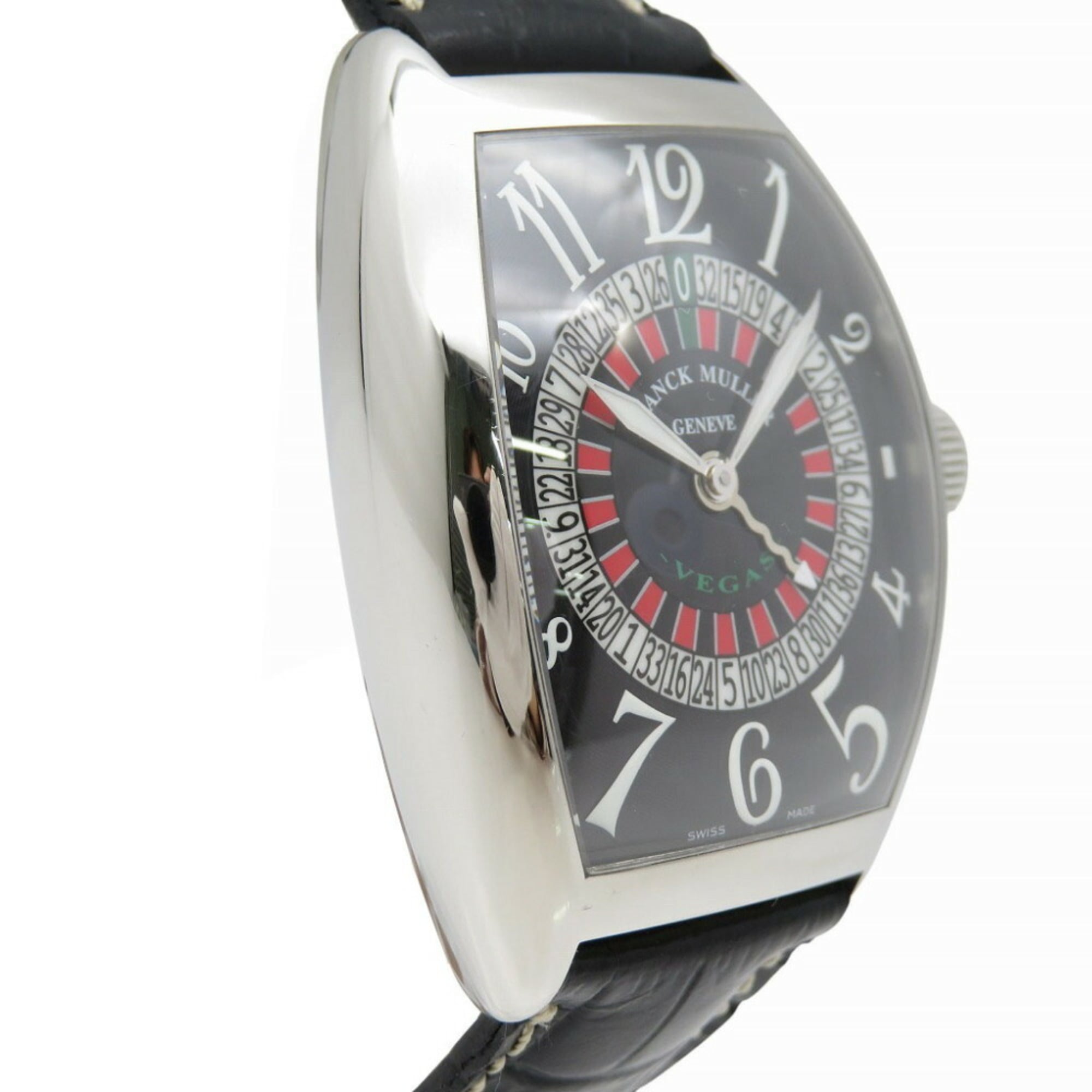Franck Muller Vegas Roulette Big Face 8880VEGAS Automatic Watch SS/Embossed Leather Black Dial 0760FRANCK MULLER Men's — Very Good