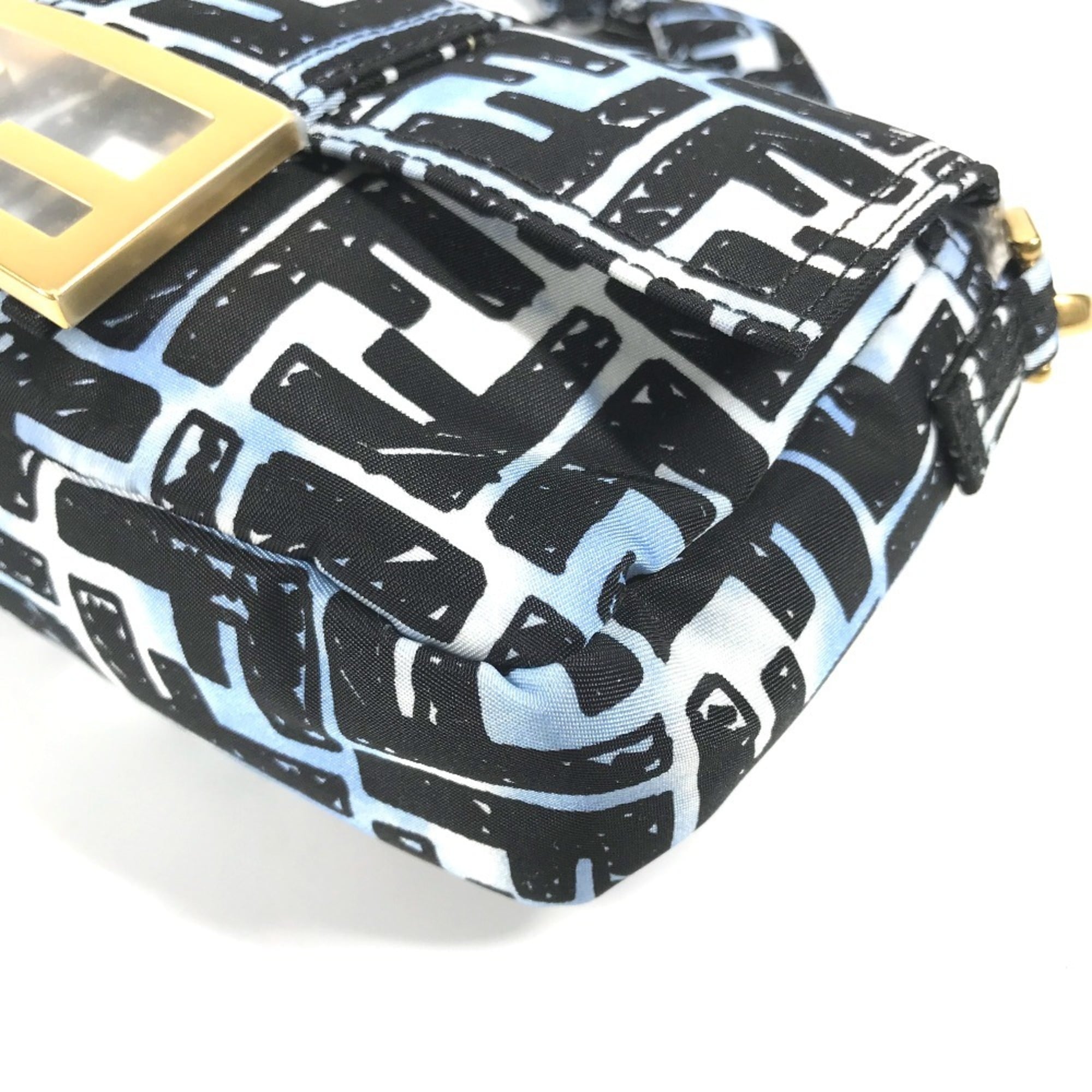 FENDI 8BR784 Joshua Vides Collaboration Zucca Baguette Bag Pochette Shoulder Nylon Men's Blue — New - Store Return