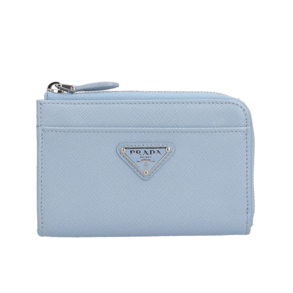 Pre-owned Prada Triangle Saffiano Leather Wallet/Coin Case, 1PP122, Women's
