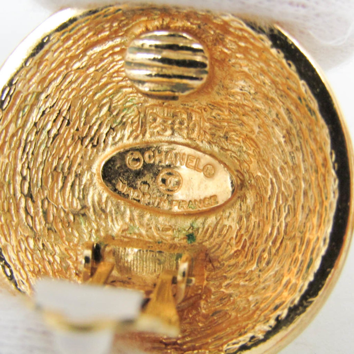 Chanel Matelasse COCO Mark Vintage Earrings No Stone Gold Plating Clip Earrings Gold