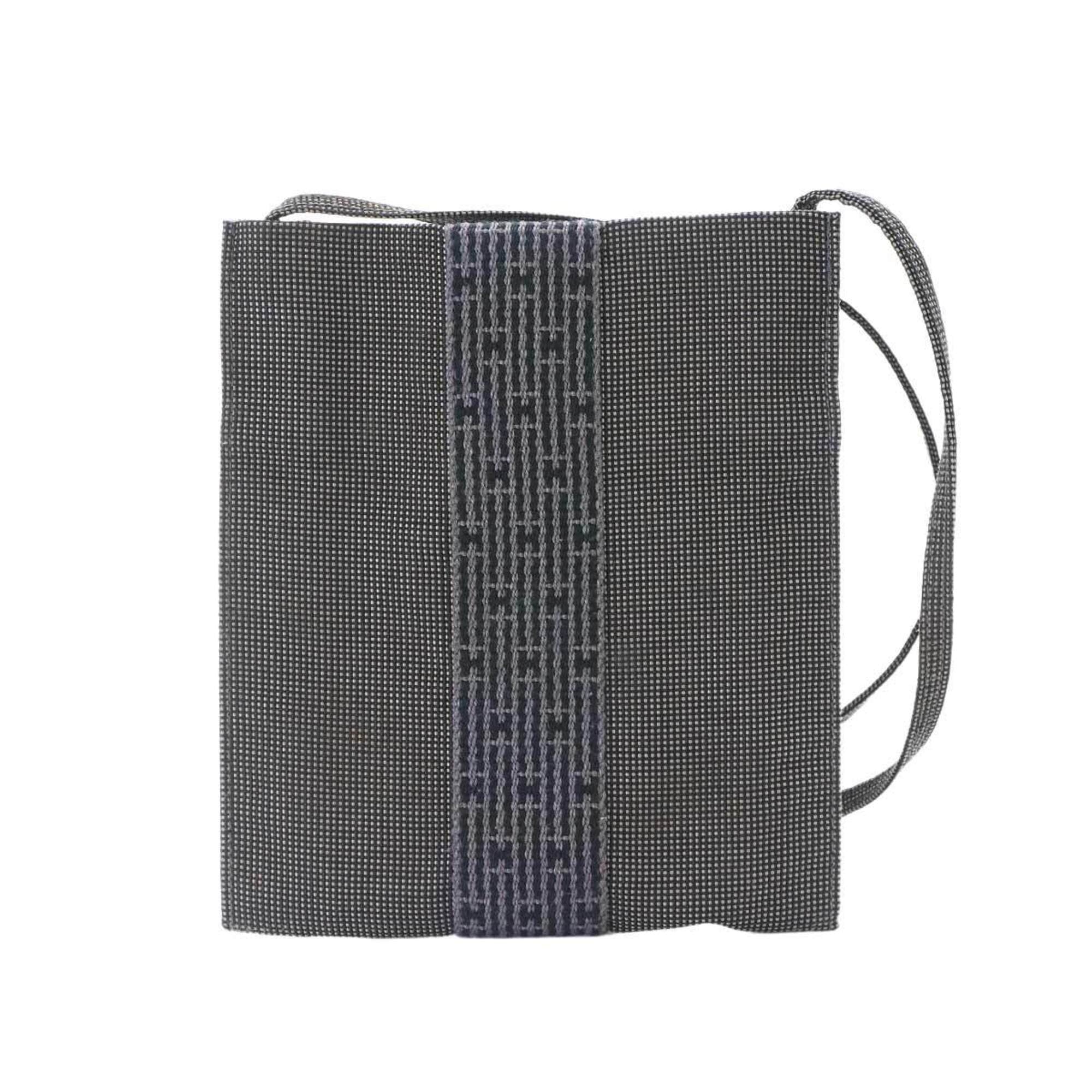 Hermes Herline Pochette Shoulder Handbag, Canvas, Gray — Like New