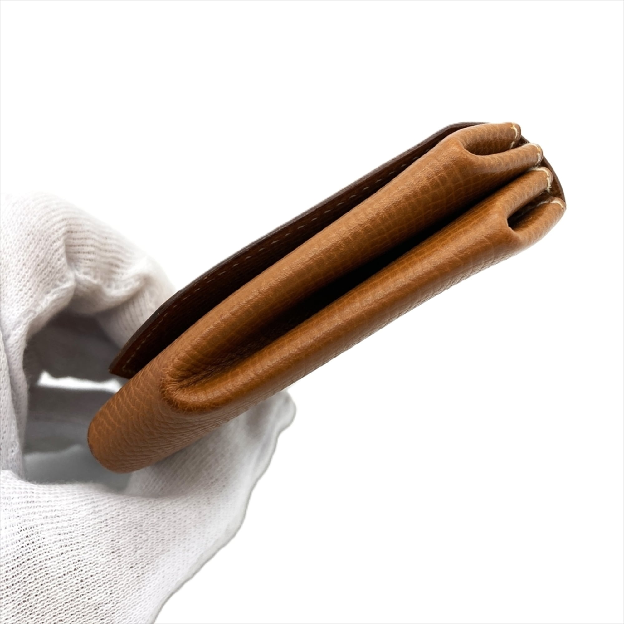 Hermes Hermès Levain Quatre Wallet/Coin Case, Couchvel, 〇T Stamp, Gold