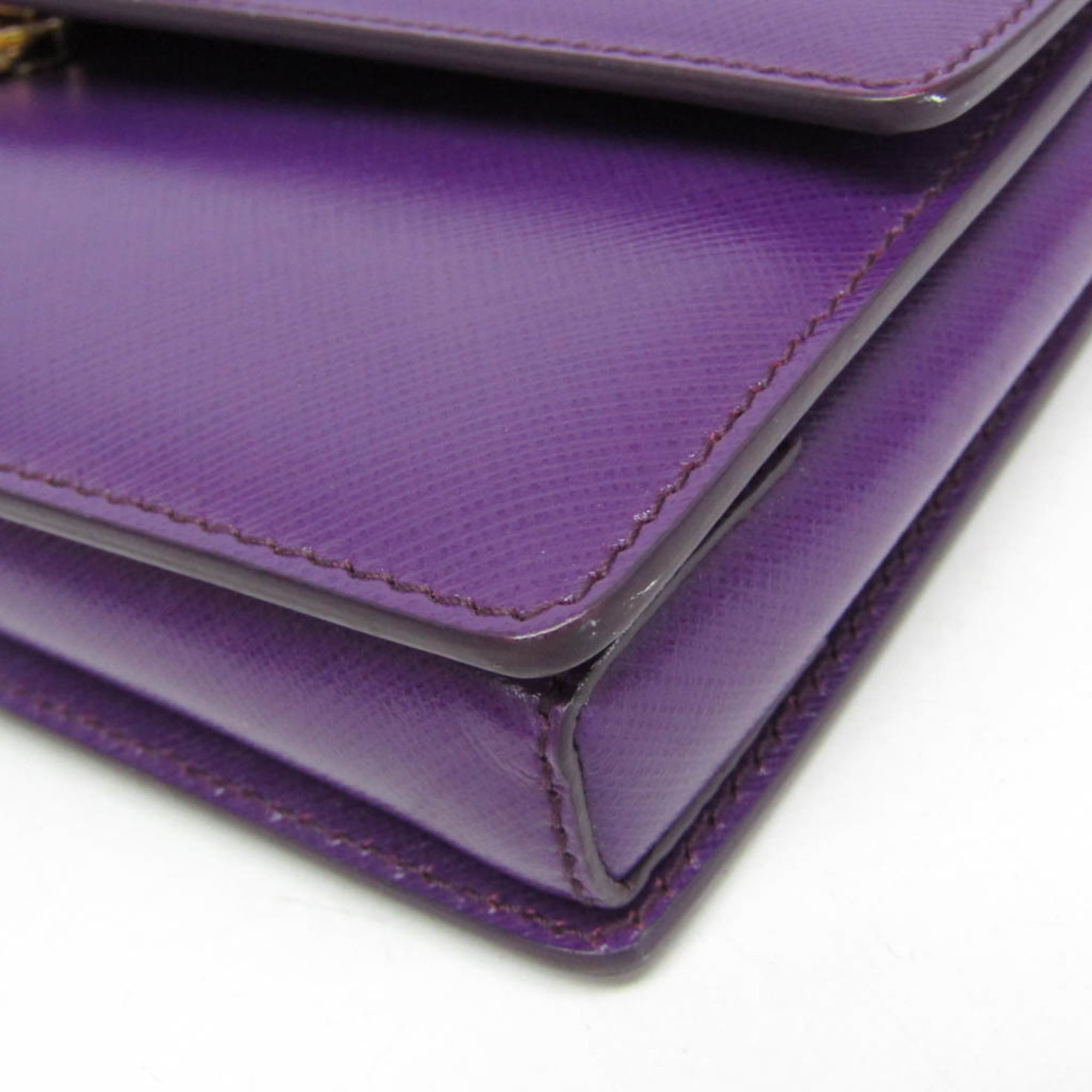 Salvatore Ferragamo Vara Chain Shoulder Bag AU 21 D855 Women's Leather Shoulder Bag Purple