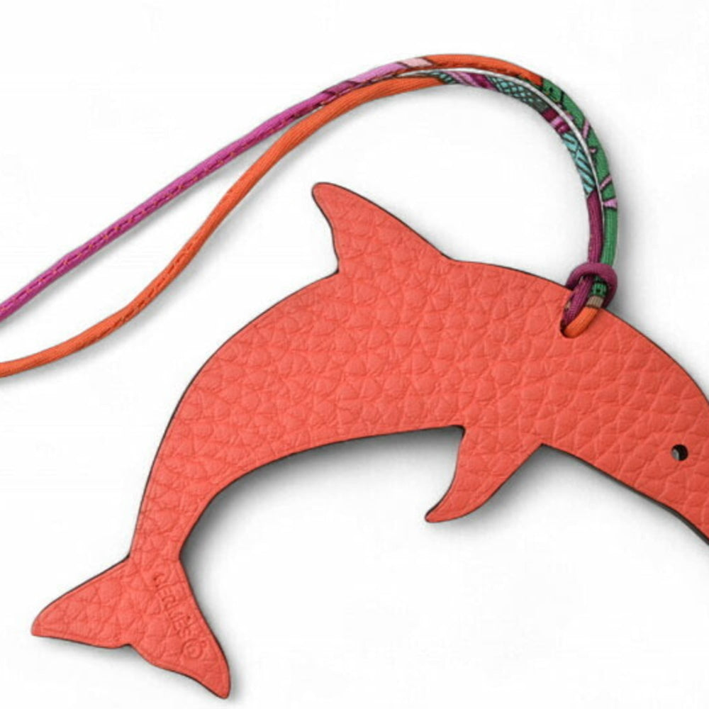 Hermes Hermès bag charm strap, dolphin motif, petite h ornament, burgundy, unused — New - Store Return