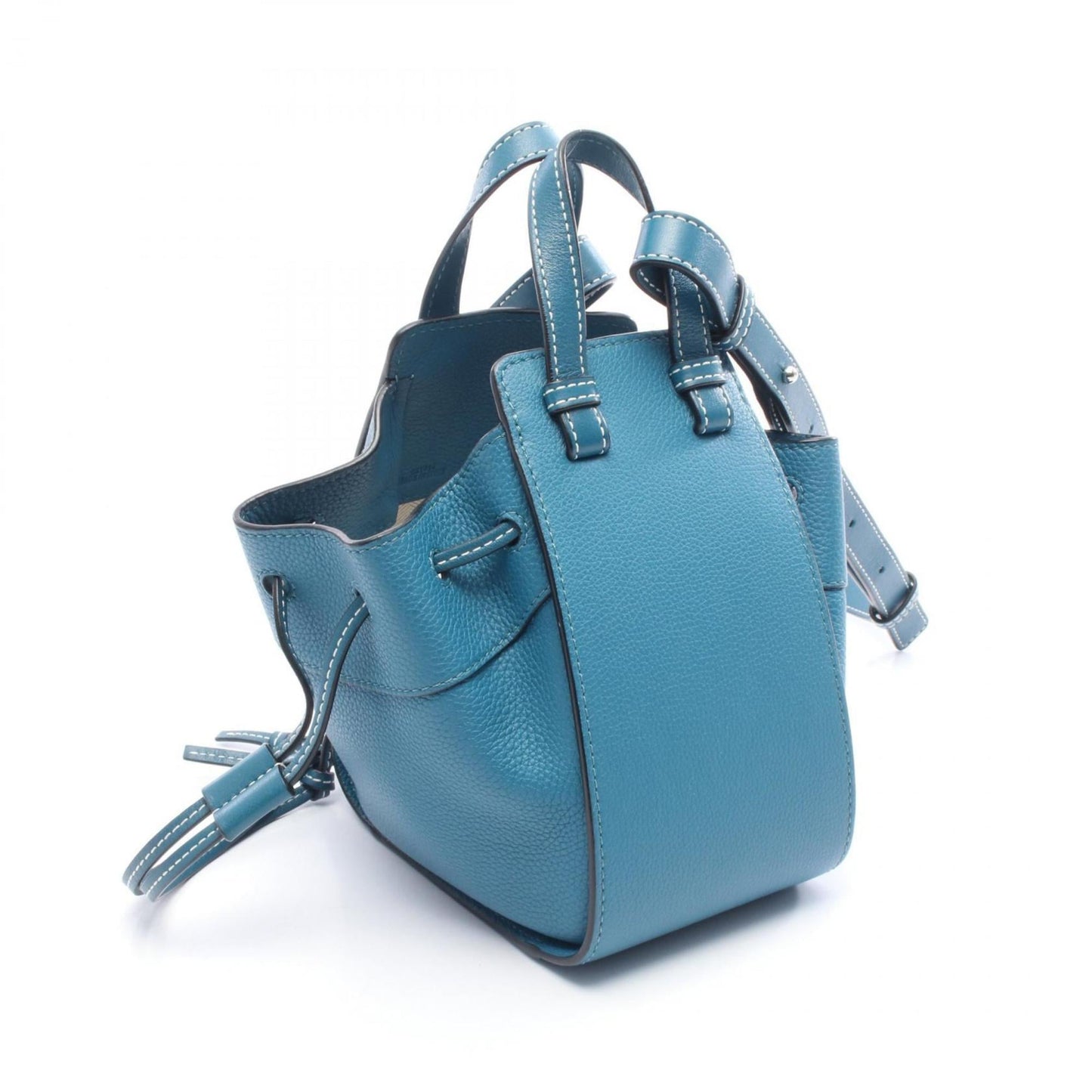 LOEWE Hammock Drawstring Bag, Mini Handbag, Leather, Women's, Blue