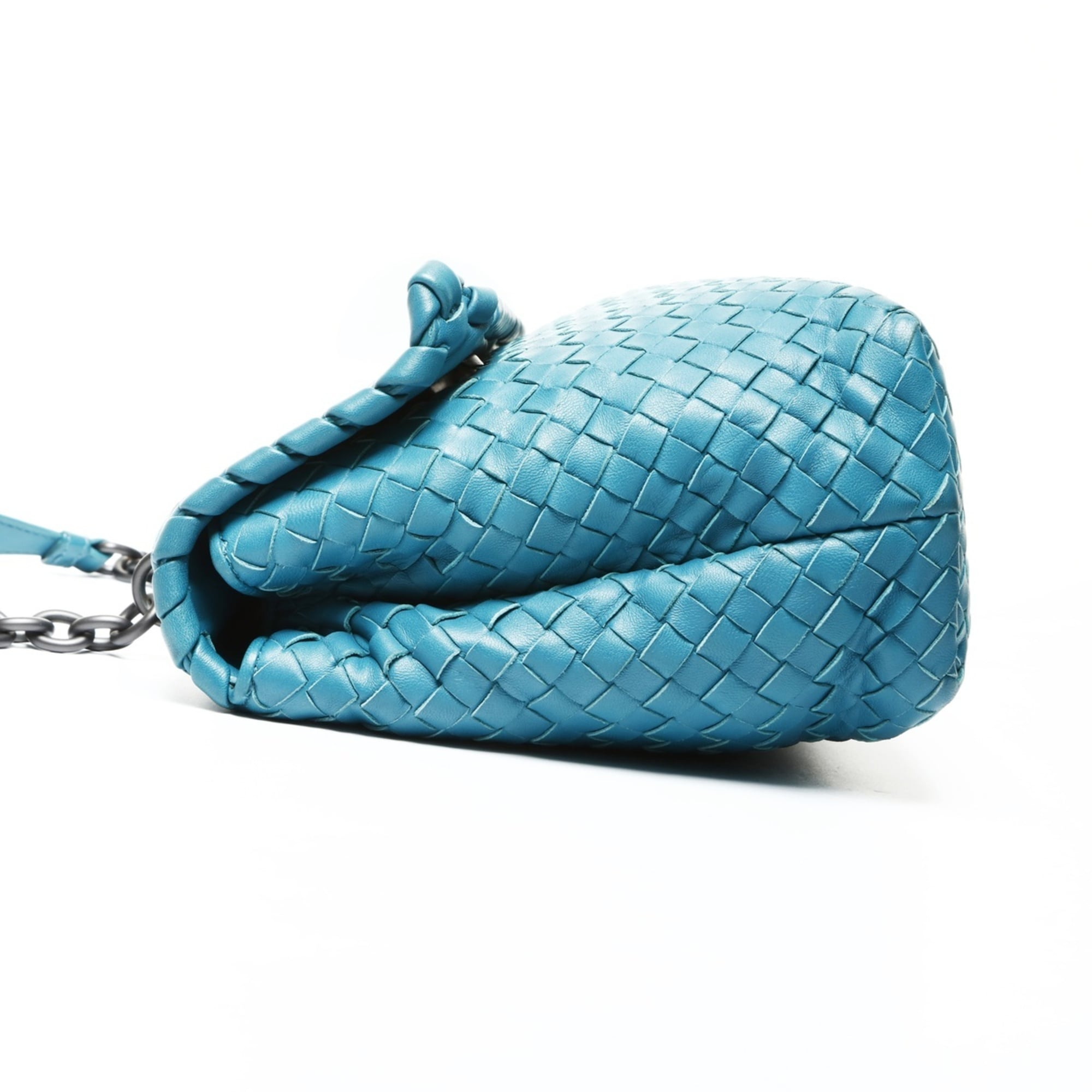 Bottega Veneta Intrecciato Olympia Shoulder Bag in Blue