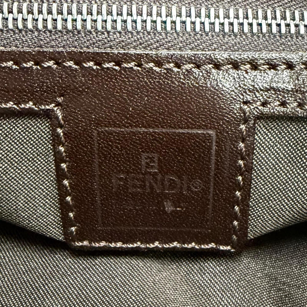 FENDI Vintage 26566 Leather Shoulder Bag with Zucca Pattern and FF Logo Hardware, Brown, Made in Italy, Women's, Box — Like New