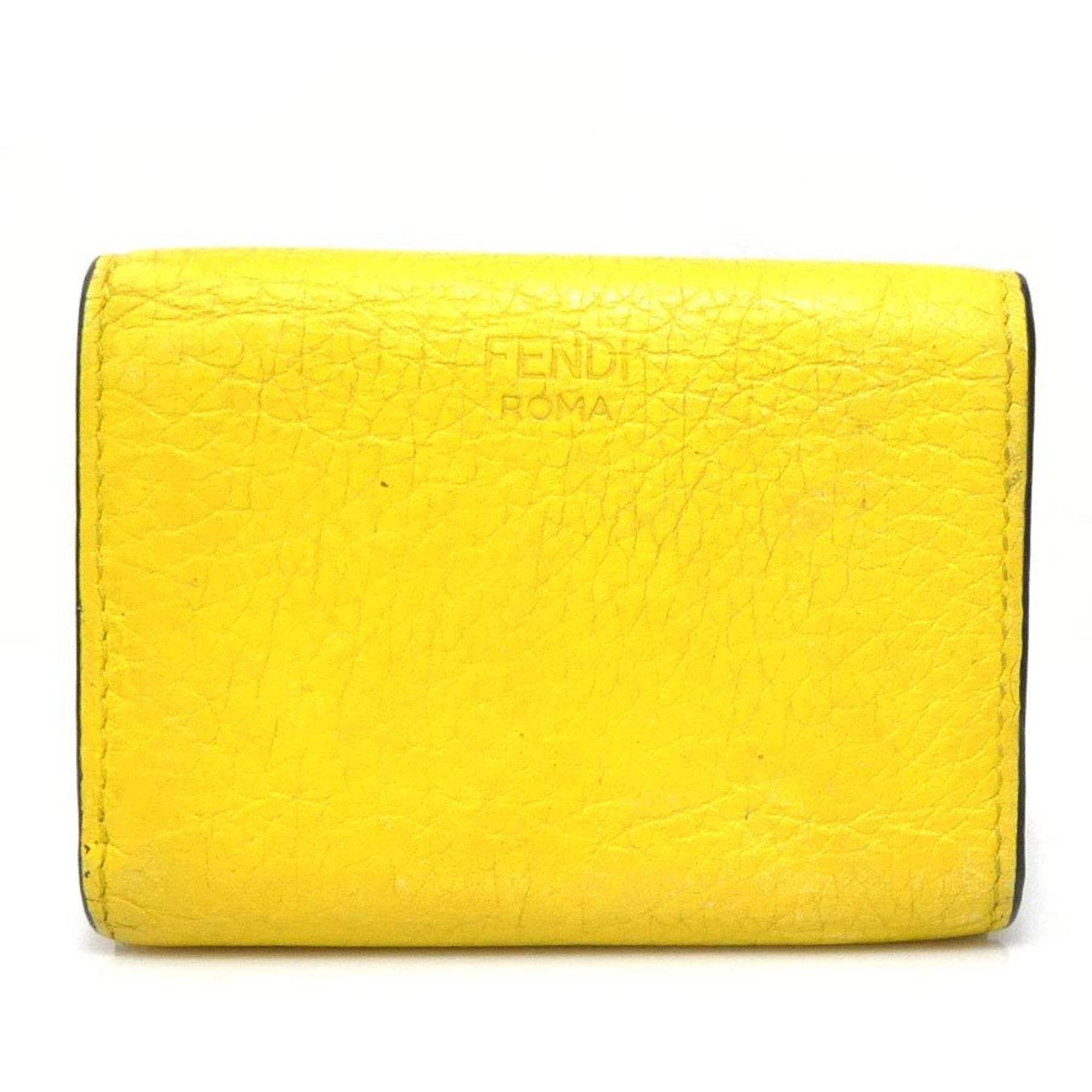 Fendi Peekaboo Tri-fold Wallet in Yellow Leather, Unisex, 8M0426-A91B (h31852a)