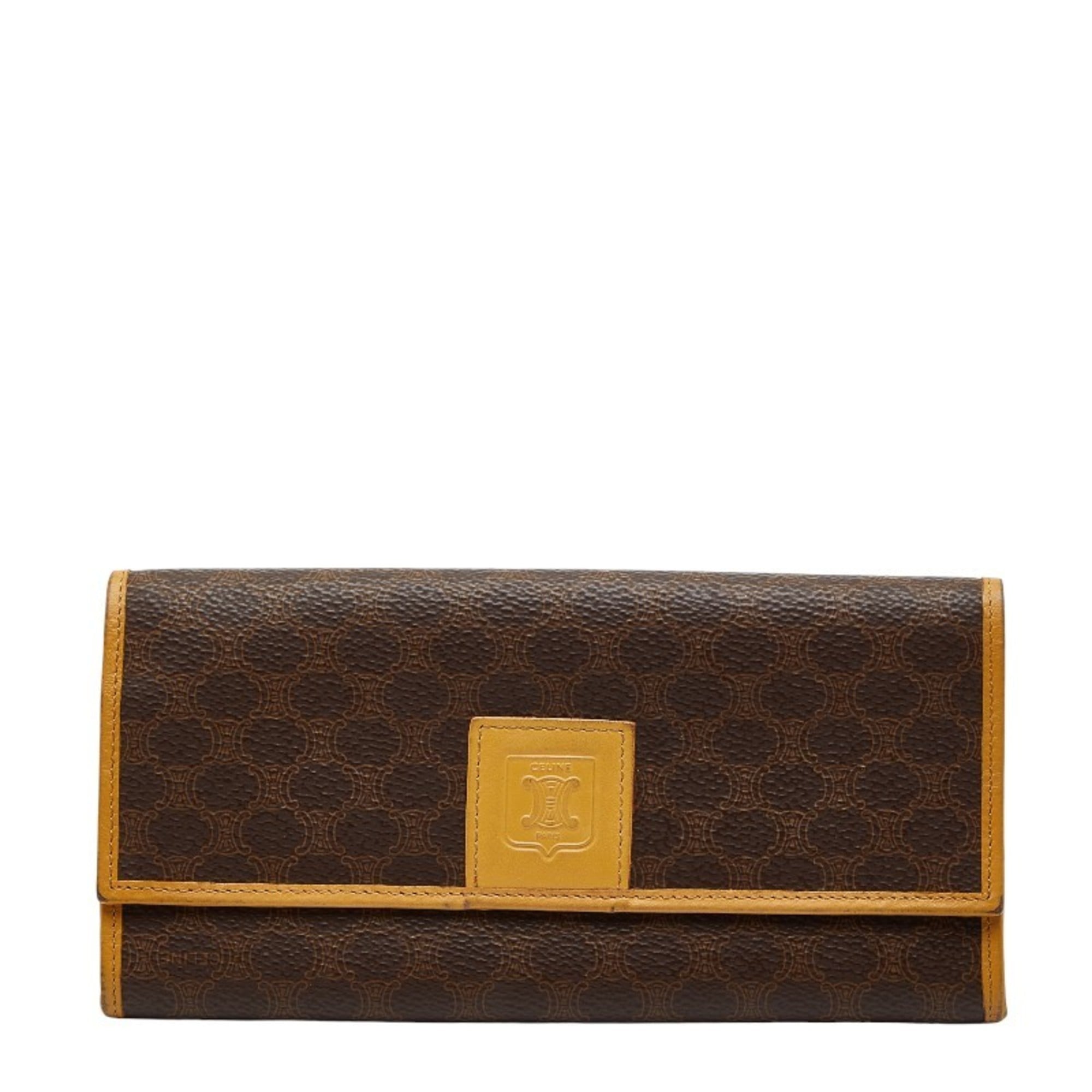 Celine Macadam Long Wallet in Brown and Beige Leather for Women