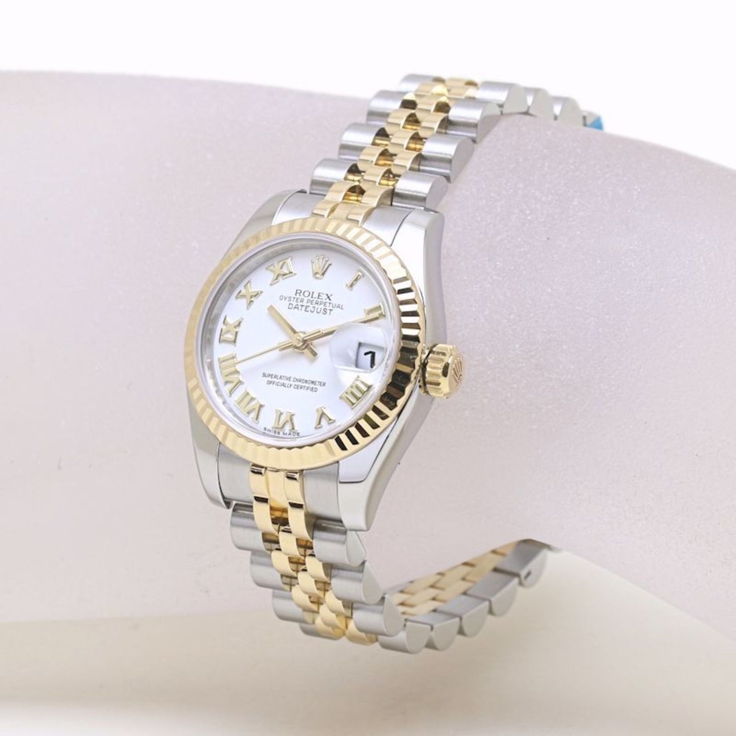 ROLEX Rolex Datejust White Roman numerals, random number 179173, women's watch in 18K yellow gold and stainless steel, 40129