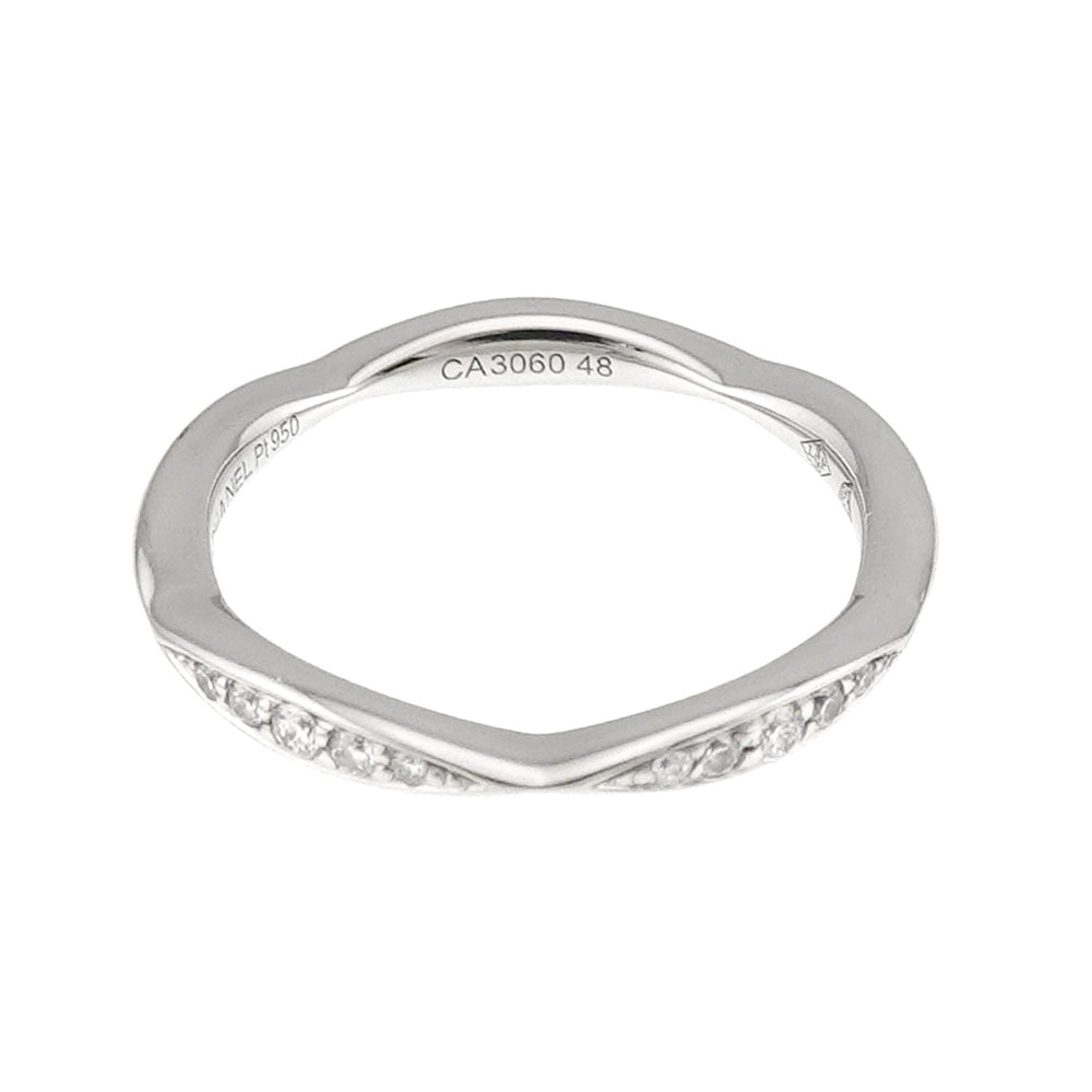 Chanel Camellia Ring #48, Half Diamond, Platinum — Like New