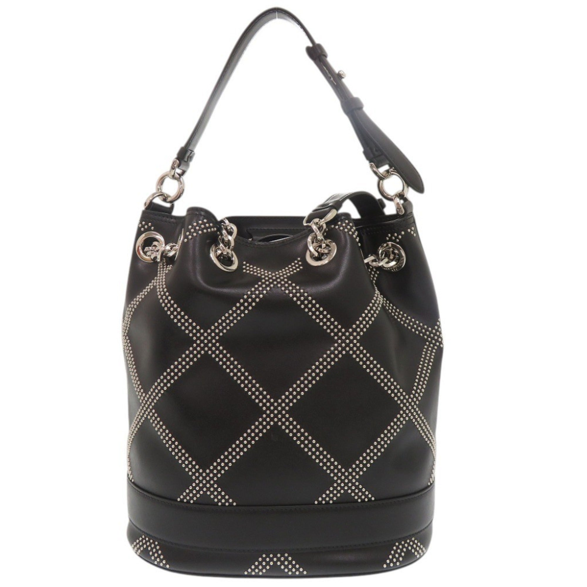 Salvatore Ferragamo Vara Ribbon Studded Bucket Bag, Leather, Black, 2-Way Handbag/Shoulder 0772Salvatore — Like New