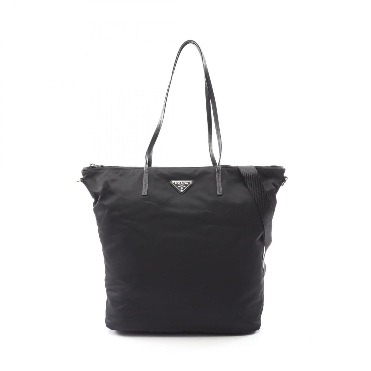 Prada TESSUTO Tote Bag in Nylon and Saffiano Leather, Black, Women's, 1BG189