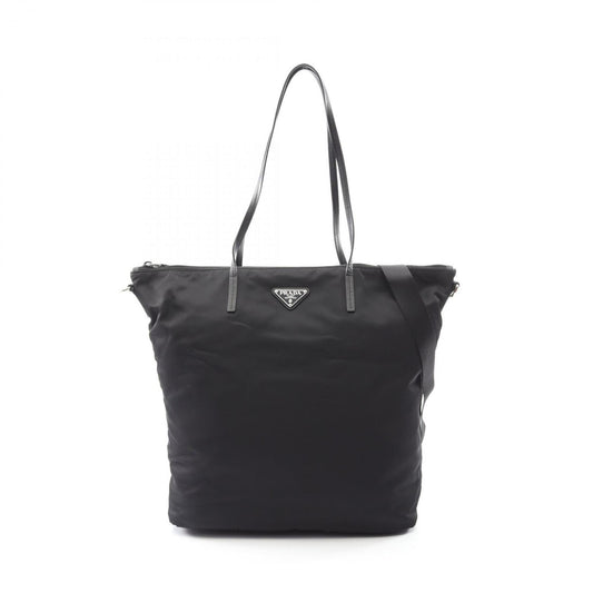 Prada TESSUTO Tote Bag in Nylon and Saffiano Leather, Black, Women's, 1BG189