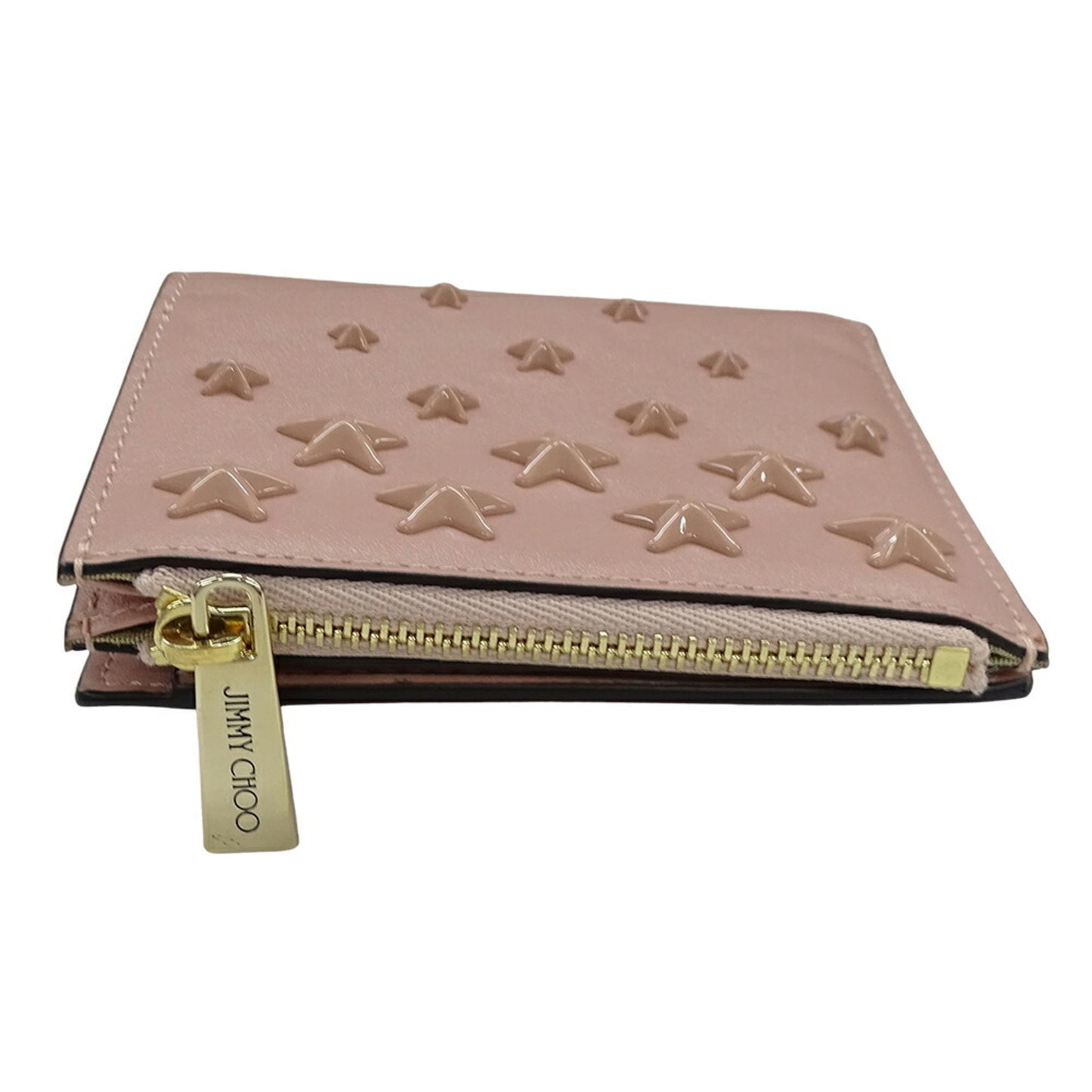 Jimmy Choo Women's Bifold Wallet in Calfskin Leather with Star Studs, Pink, Compact Design