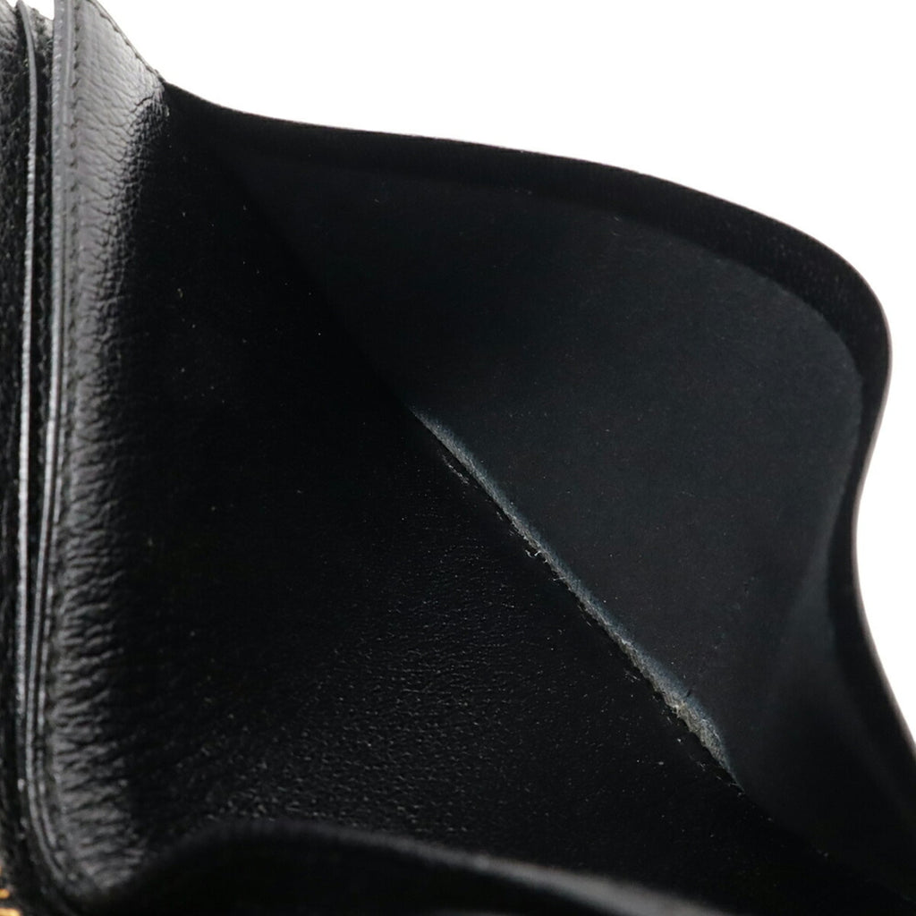 HERMES Charlie Travel Case, Multi-Purpose Passport Round Wallet, Box Calf Leather, Black, 〇U Stamp