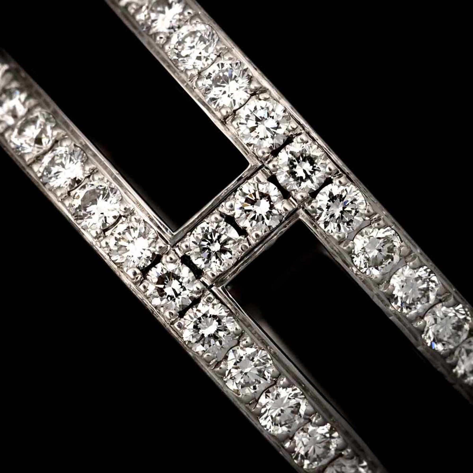 Hermes Ariane Chaine d'Ancre #48 Ring with Diamonds, 18K White Gold (750) — Like New