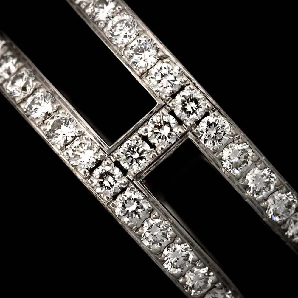 Hermes Ariane Chaine d'Ancre #48 Ring with Diamonds, 18K White Gold (750) — Like New