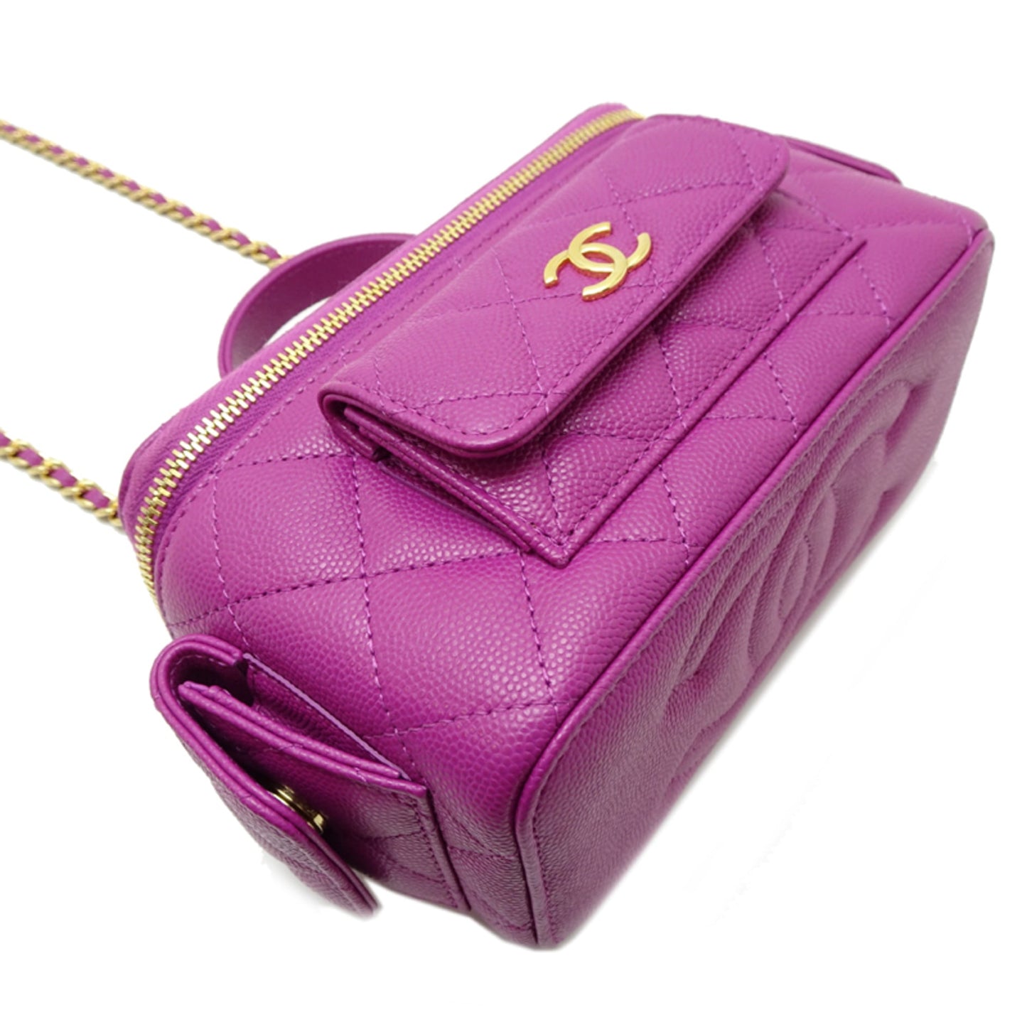 Chanel Vanity Case Women's Shoulder Bag AP3017 Caviar Leather Purple