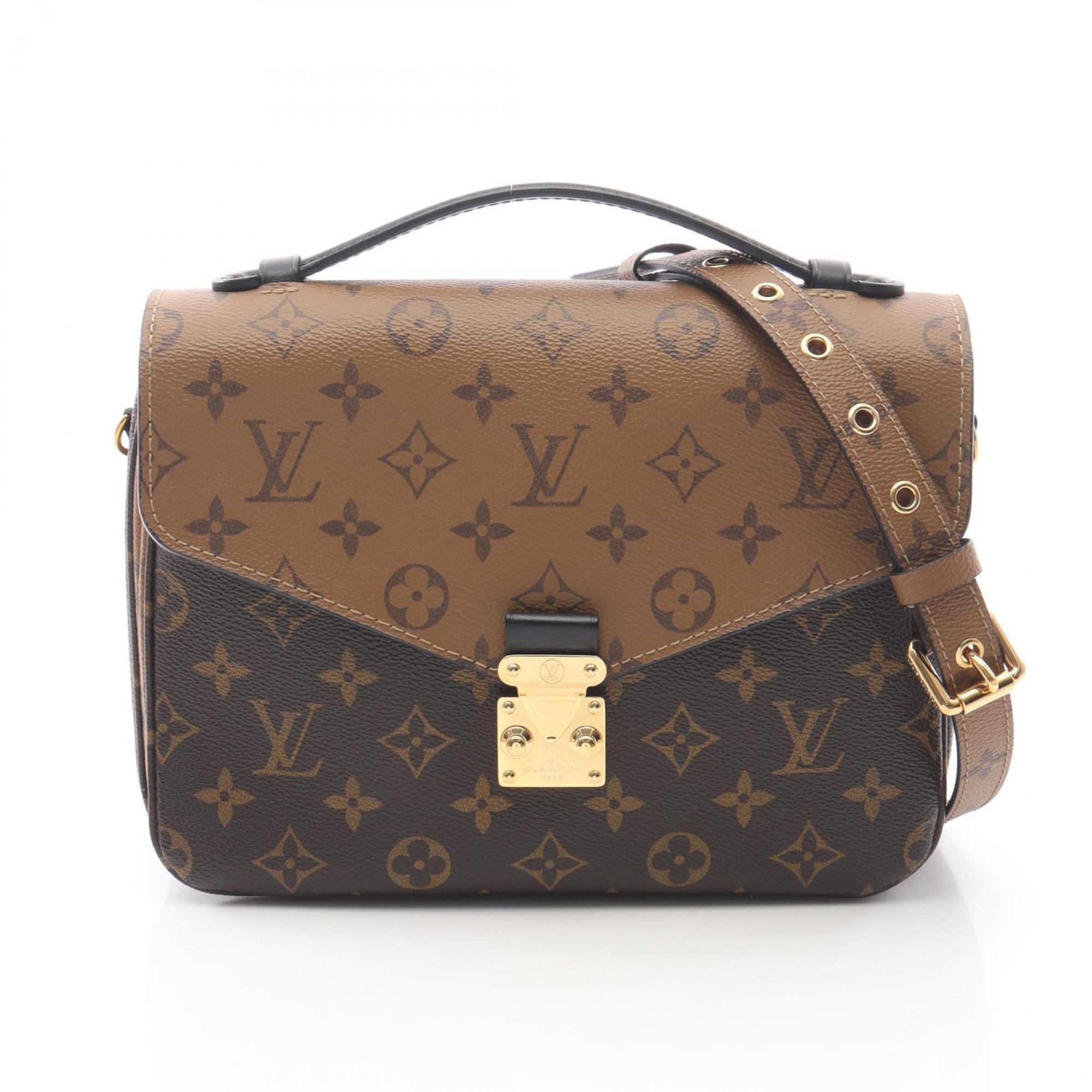Louis Vuitton Metis MM Pochette Handbag, Coated Canvas and Leather, Monogram Reverse, Women's, Brown Black, M44876