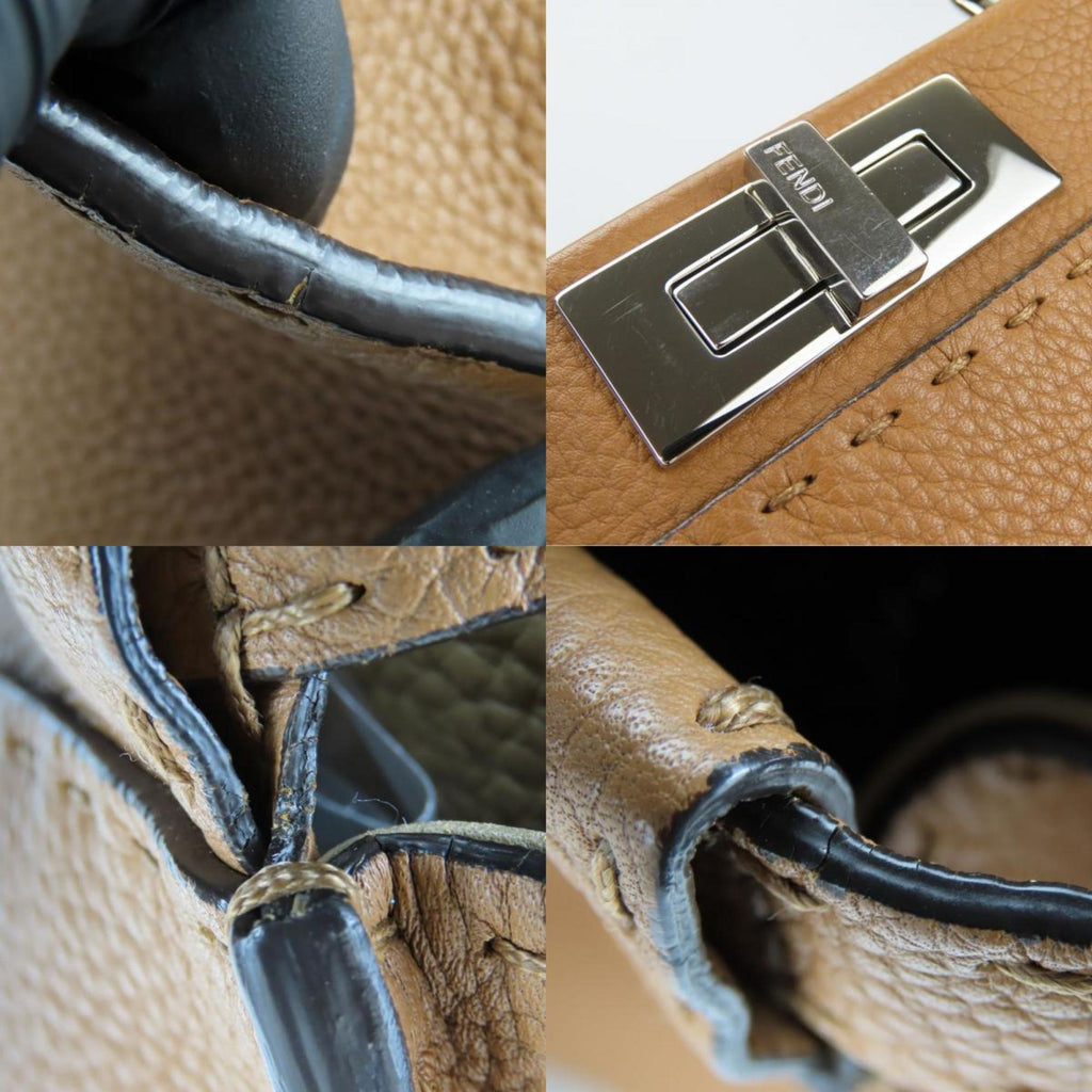 FENDI Handbag Peekaboo 8BN290 Selleria Leather Brown Shoulder Bag Women's
