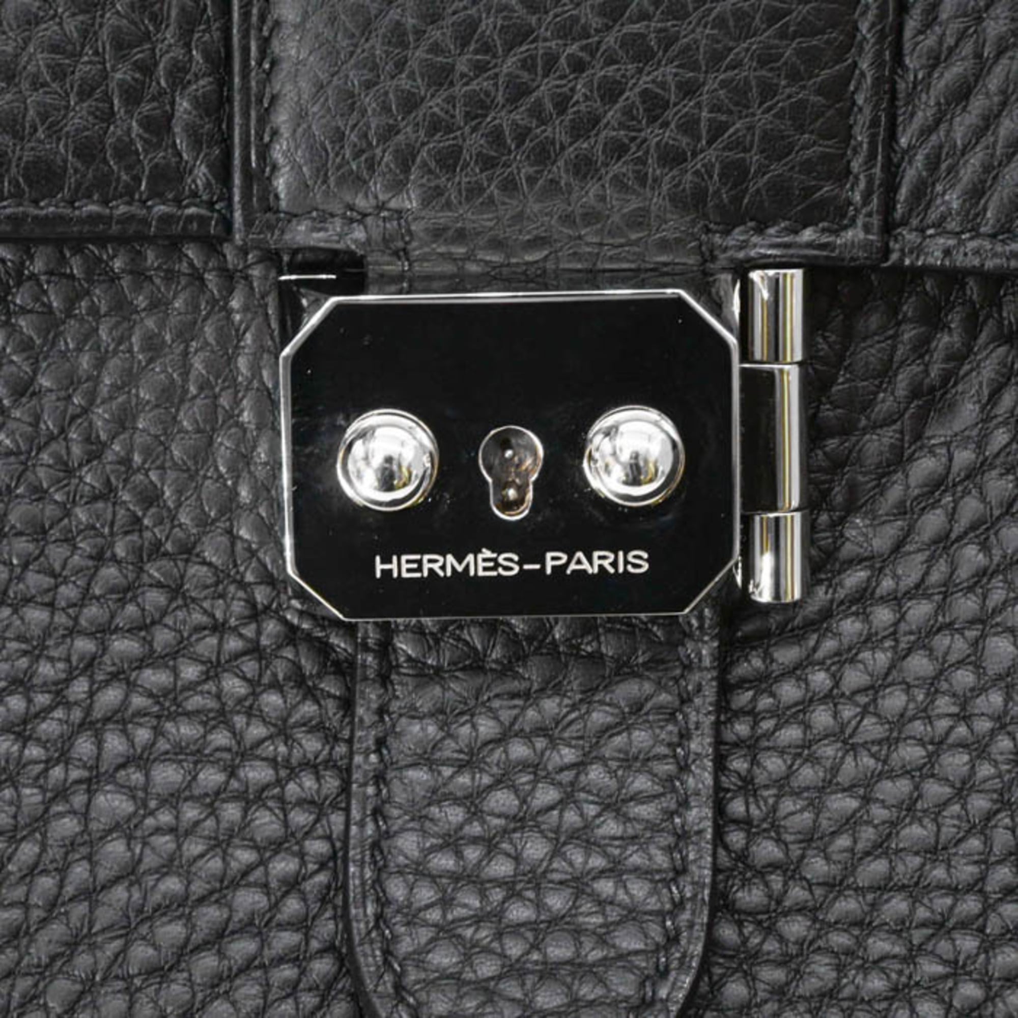 HERMES Sac à Dépêches 27 Handbag Business Bag Taurillon Clemence Leather Black — Like New