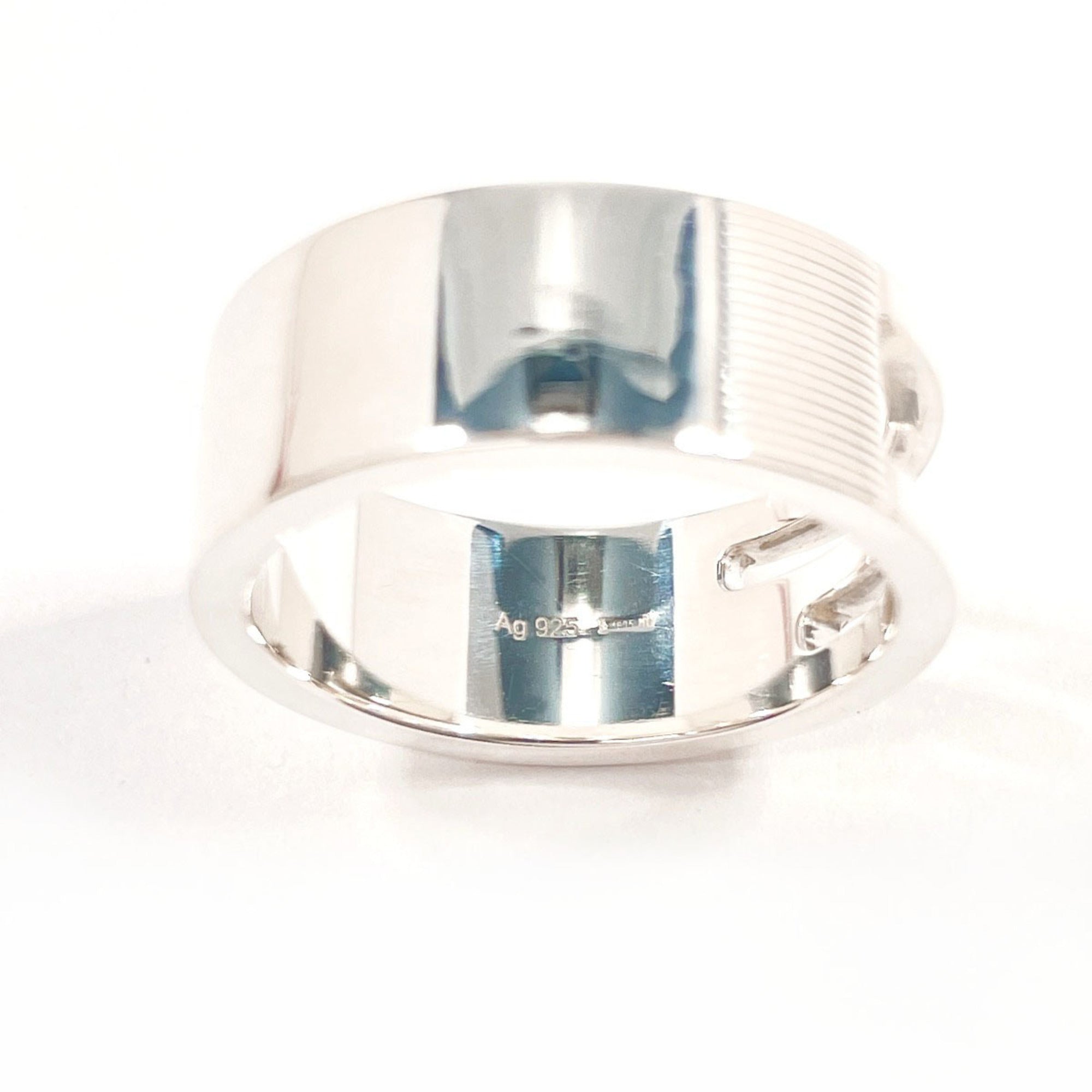 GUCCI Branded Cutout G Ring, Sterling Silver 925, Size 16.5cm, Men's — Like New
