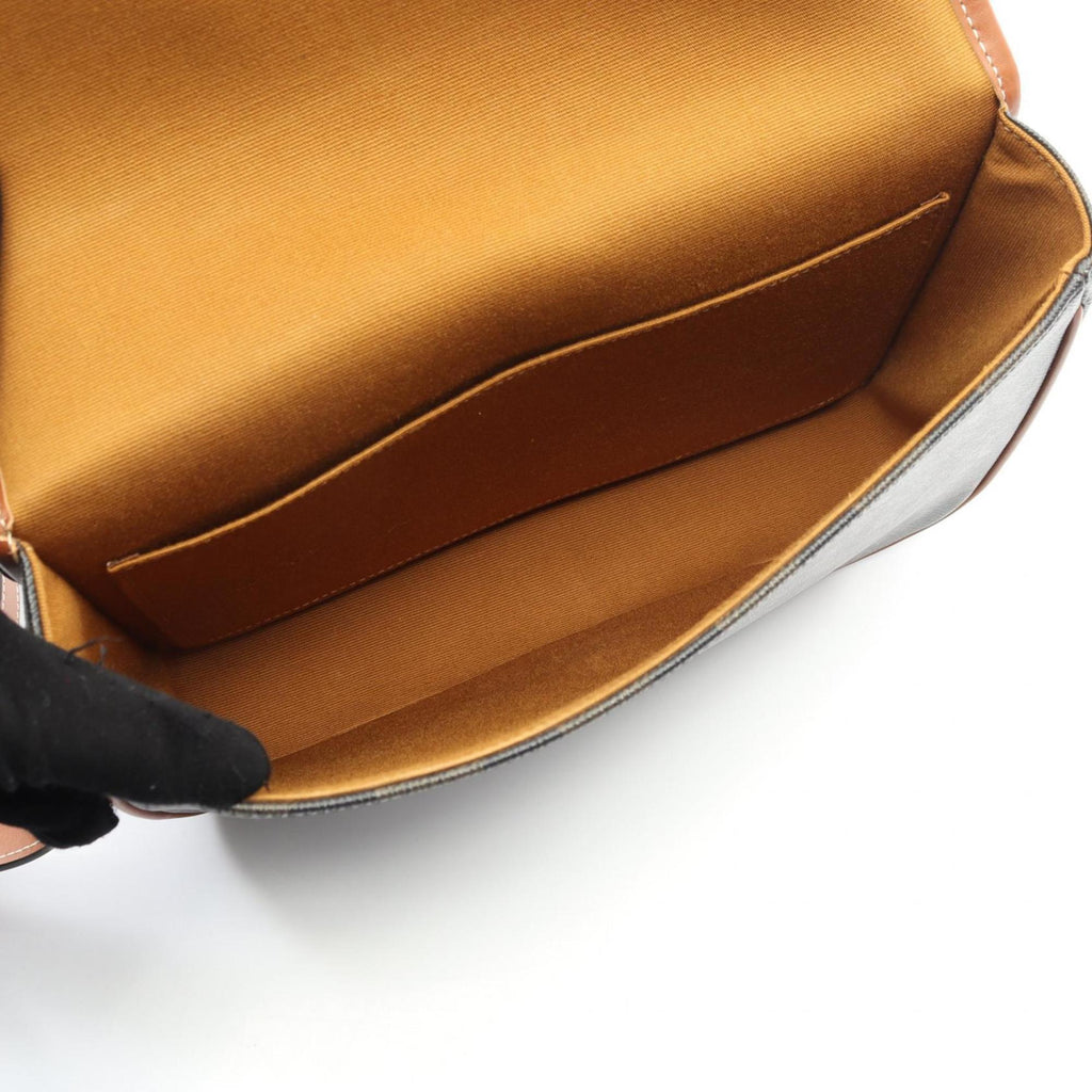 Celine Triomphe Small Folco Messenger Shoulder Bag in Coated Canvas and Leather, Men's, Black Brown, 118252BZJ.04LI