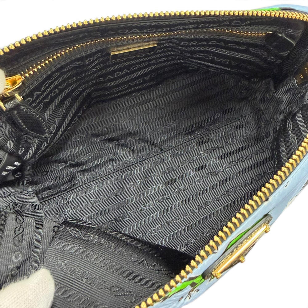 PRADA 1NS693 Triangle Logo Re-Nylon Surf Print Cosmetic Pouch with Wristlet, Blue, Made in Italy, Women's, Box — Like New