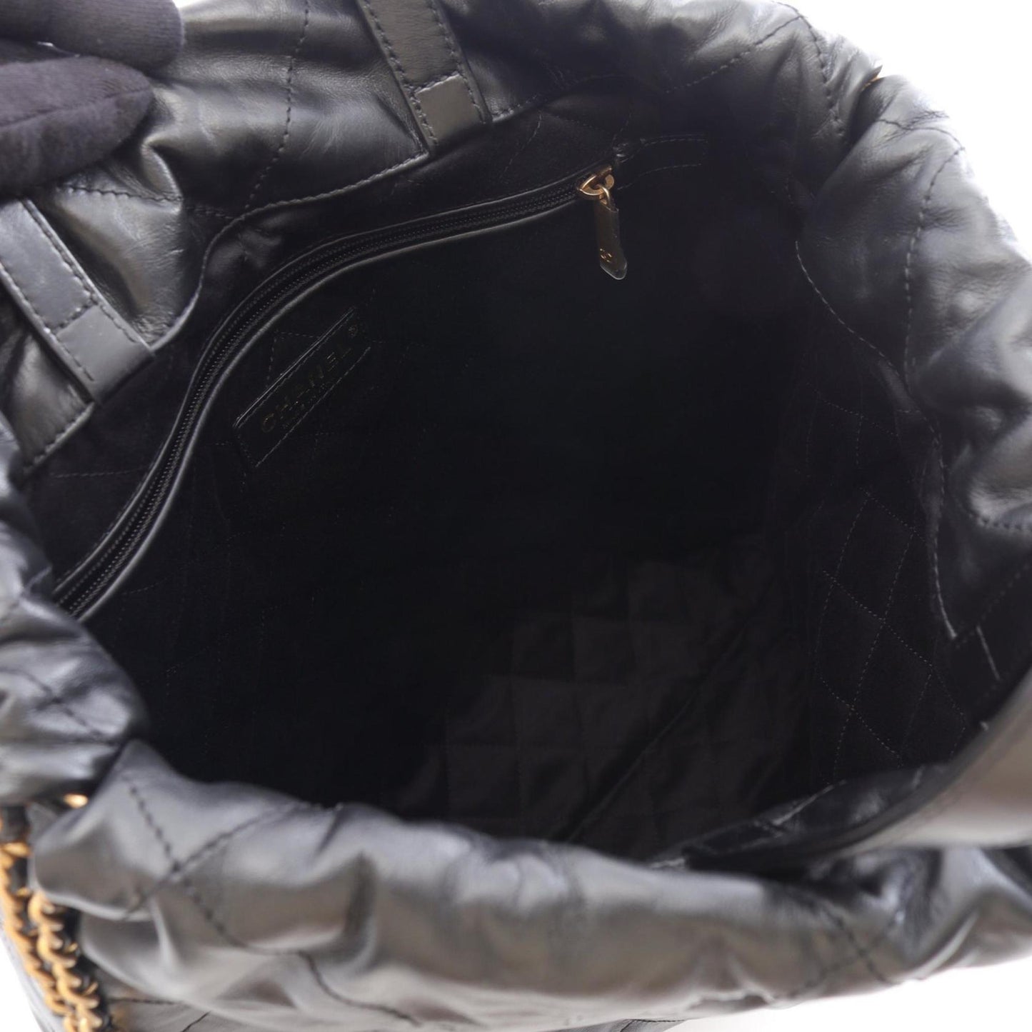 CHANEL 22 Large Backpack, Leather, Women's, Black, AS3313