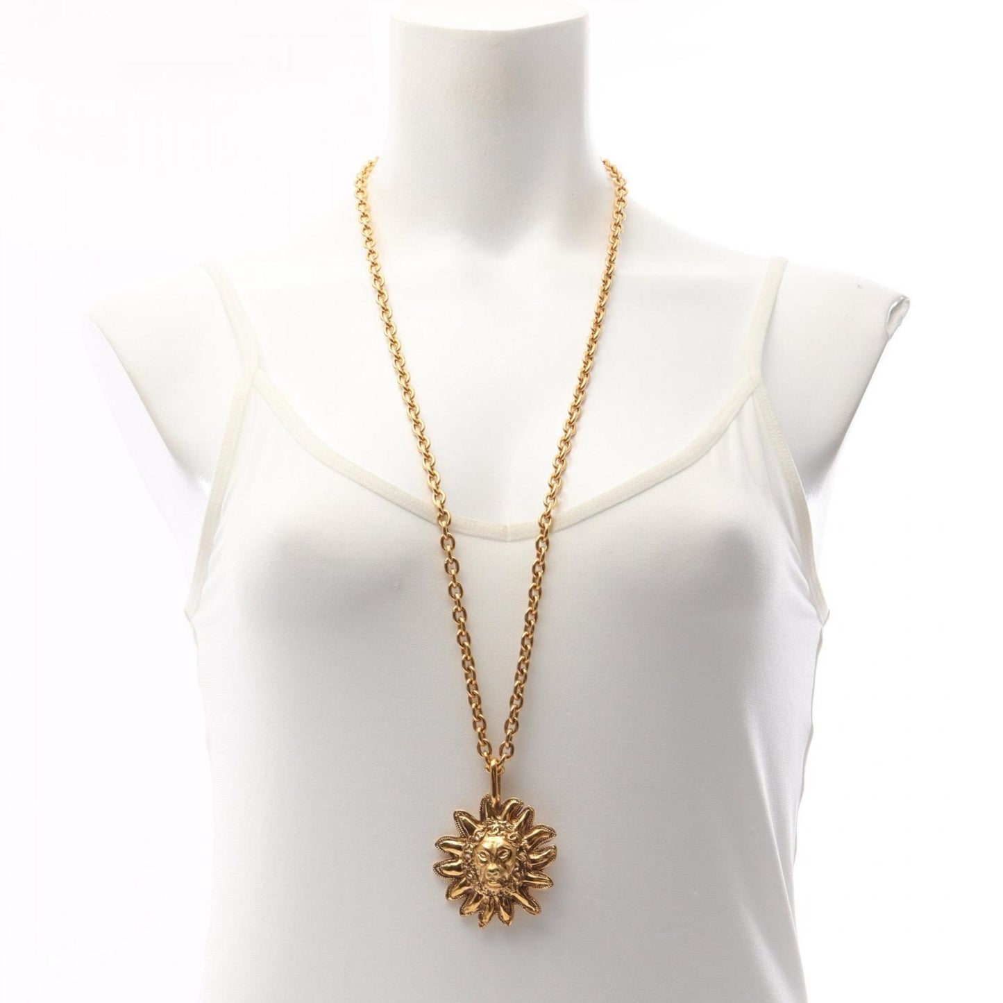 CHANEL Coco Mark Lion Necklace Jewelry GP (Gold Plated) Women's Gold