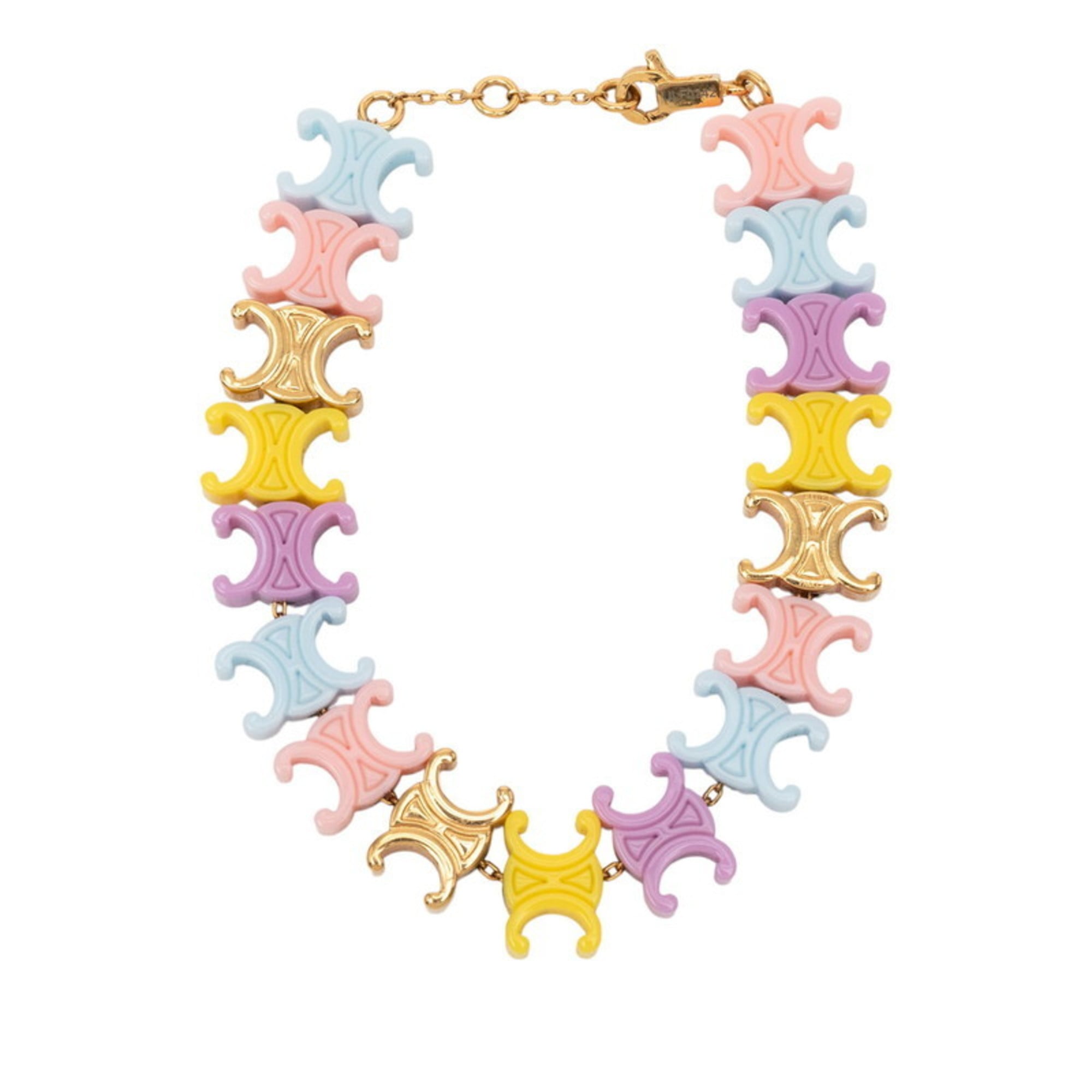 Celine Triomphe Baby Bracelet in Multicolored Gold and Plastic with Plated Design for Women