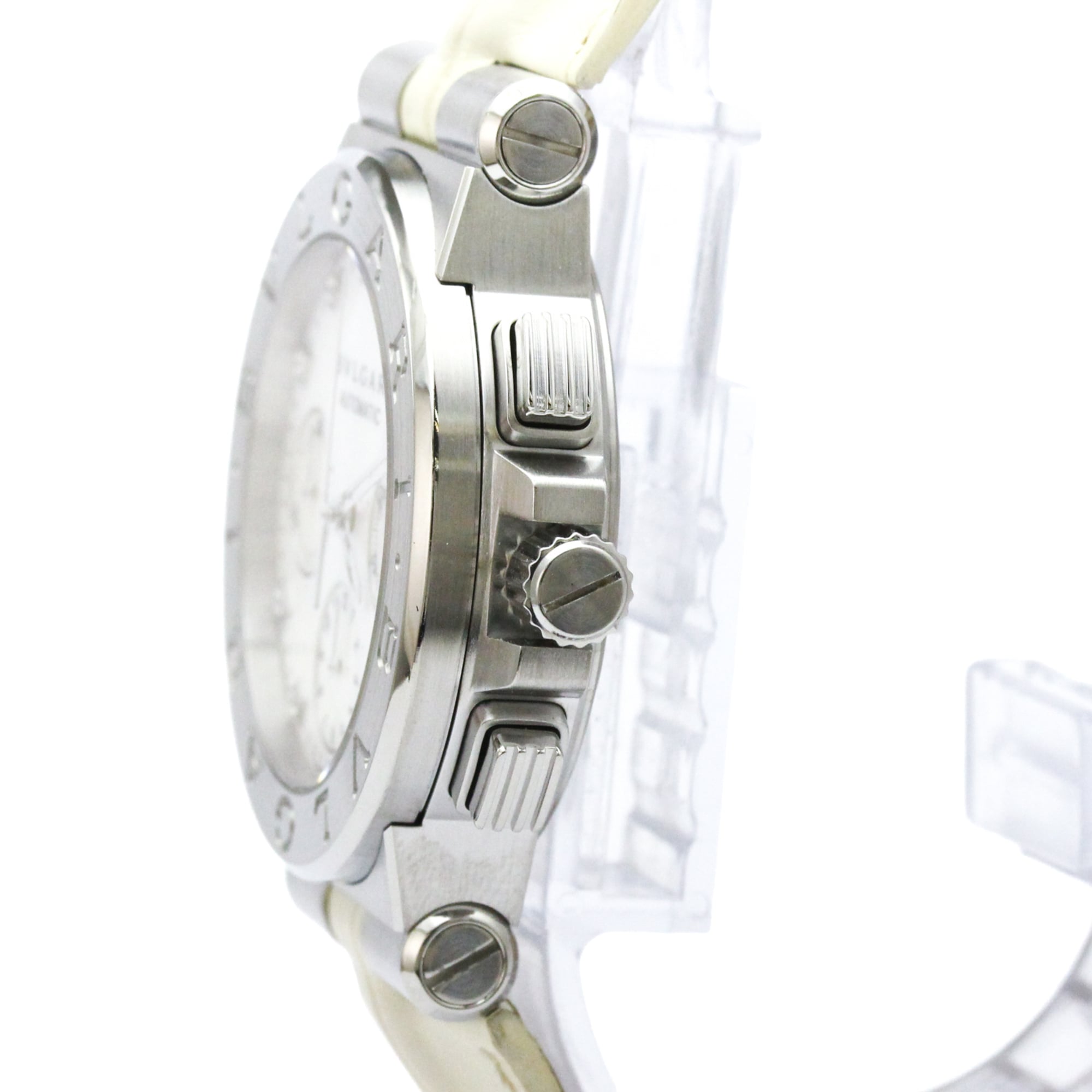 BVLGARI Diagono Chronograph Diamond MOP Steel Ladies Watch DG35SCH Polished — Very Good