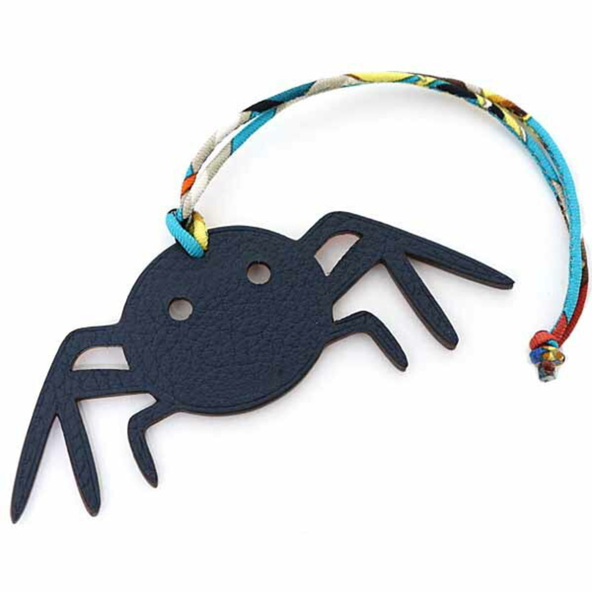 Hermes Petit H Spider Bag Charm Togo Epsom Navy Orange S — Like New
