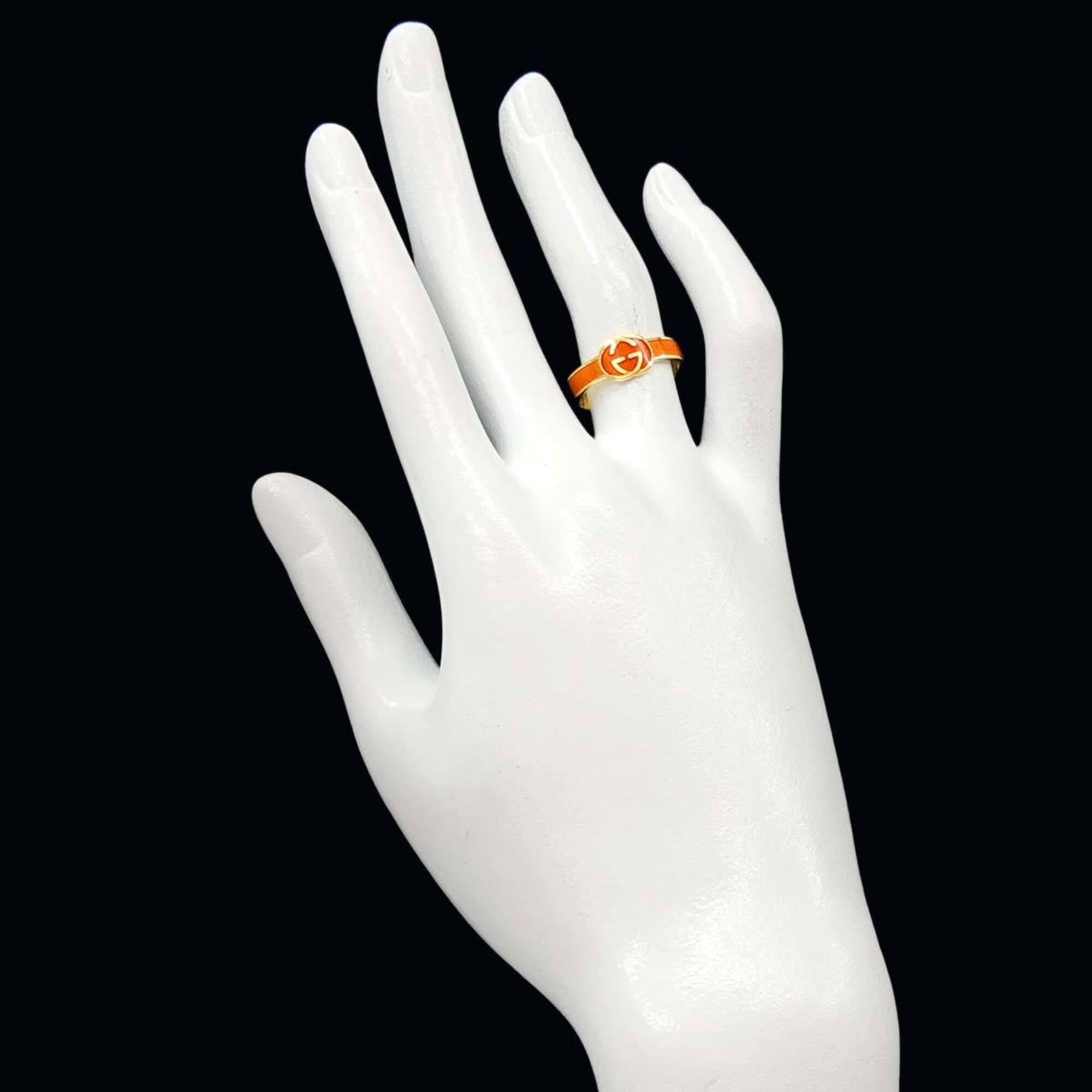 Gucci Interlocking Ring, Size 1, Enamel, 18K Yellow Gold (750), Ring — Like New