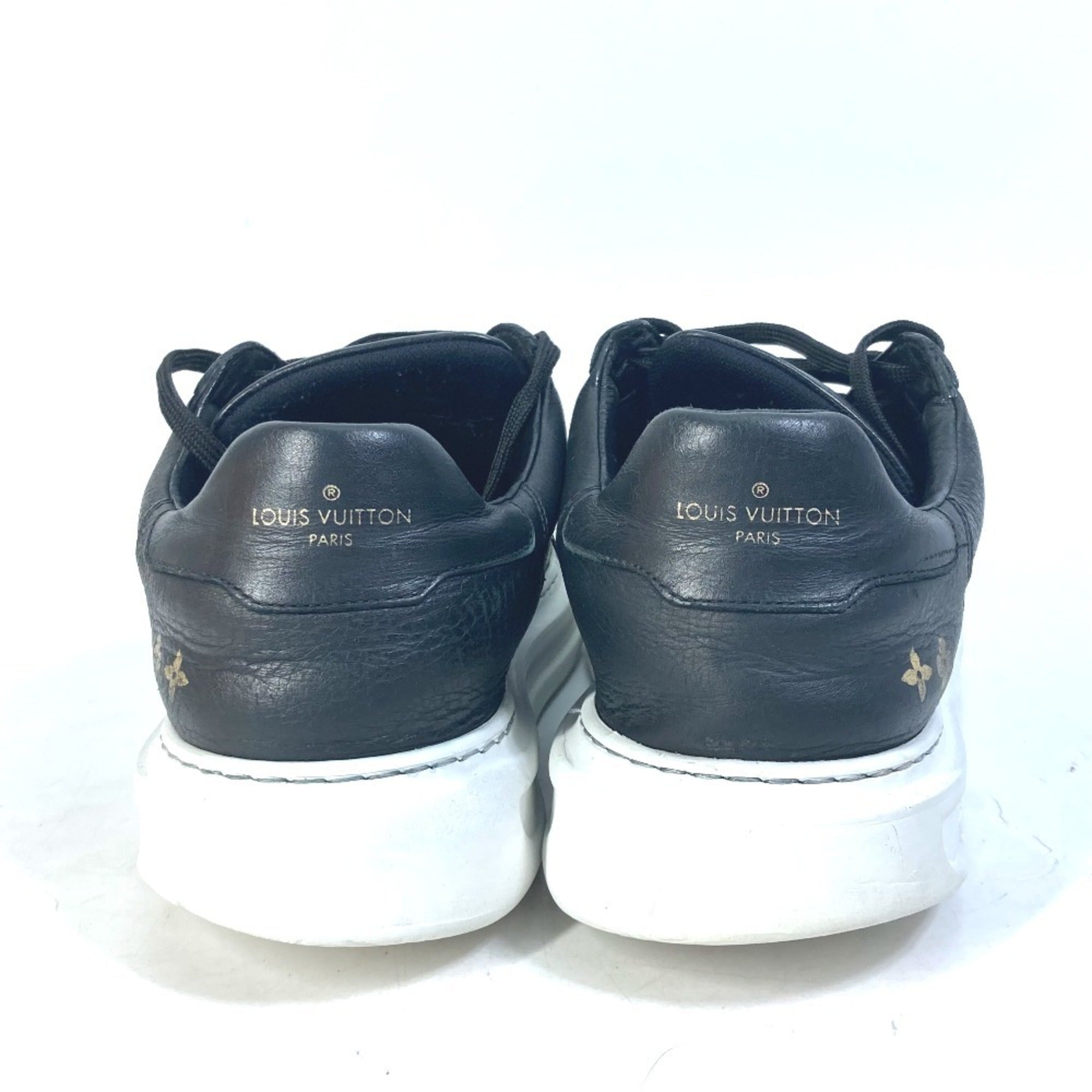 LOUIS VUITTON Beverly Hills Line Men's Leather Sneakers with Laces, Black