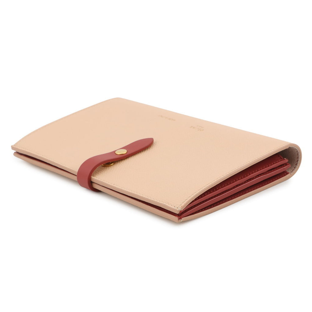 Celine long wallet with large strap, multi-function leather, 104873, bifold, two-tone.