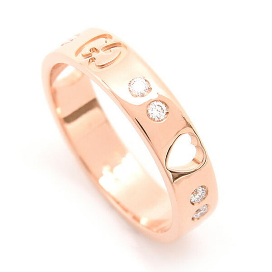 Gucci Women's Icon Amor Ring with 10 Diamonds, Pink Gold 750PG