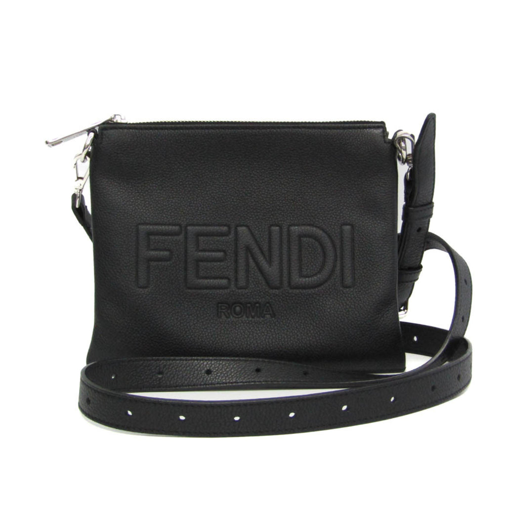 Fendi 7N0146 Women,Men Leather Shoulder Bag Black — Like New
