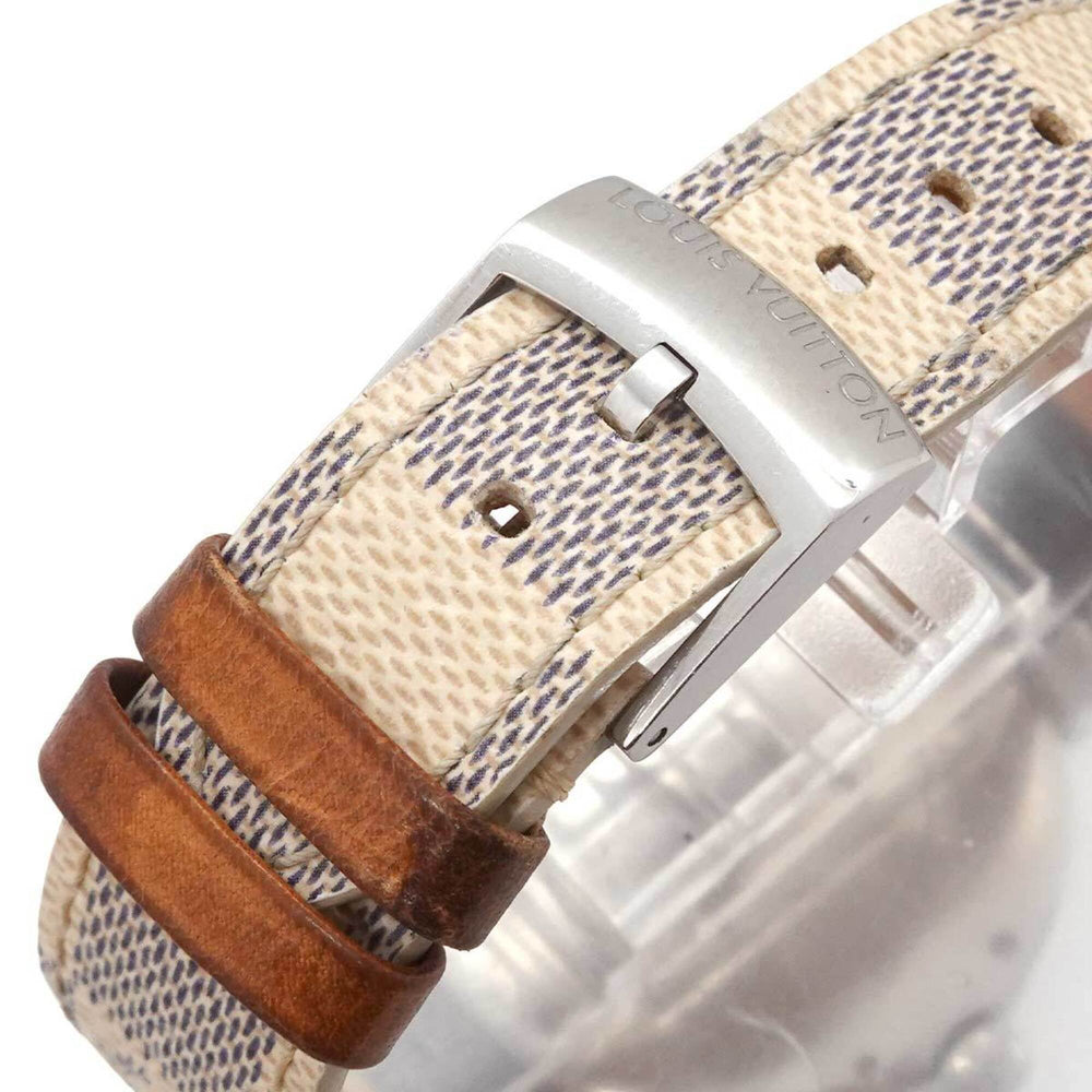 Louis Vuitton Tambour Moon Dual Time MM GMT QA108 Ladies' Watch with 12 Diamond Lugs, Black Diamonds, Silver, Quartz Movement — Very Good