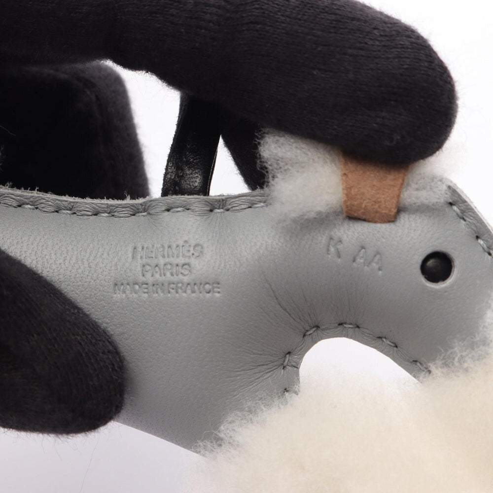 Hermes Buddy Charm, Gris Panthin, Accessory, Sheepskin, Agneau Milo, Women's, Gray, Black, White — New - Store Return