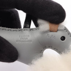 Hermes Buddy Charm, Gris Panthin, Accessory, Sheepskin, Agneau Milo, Women's, Gray, Black, White — New - Store Return