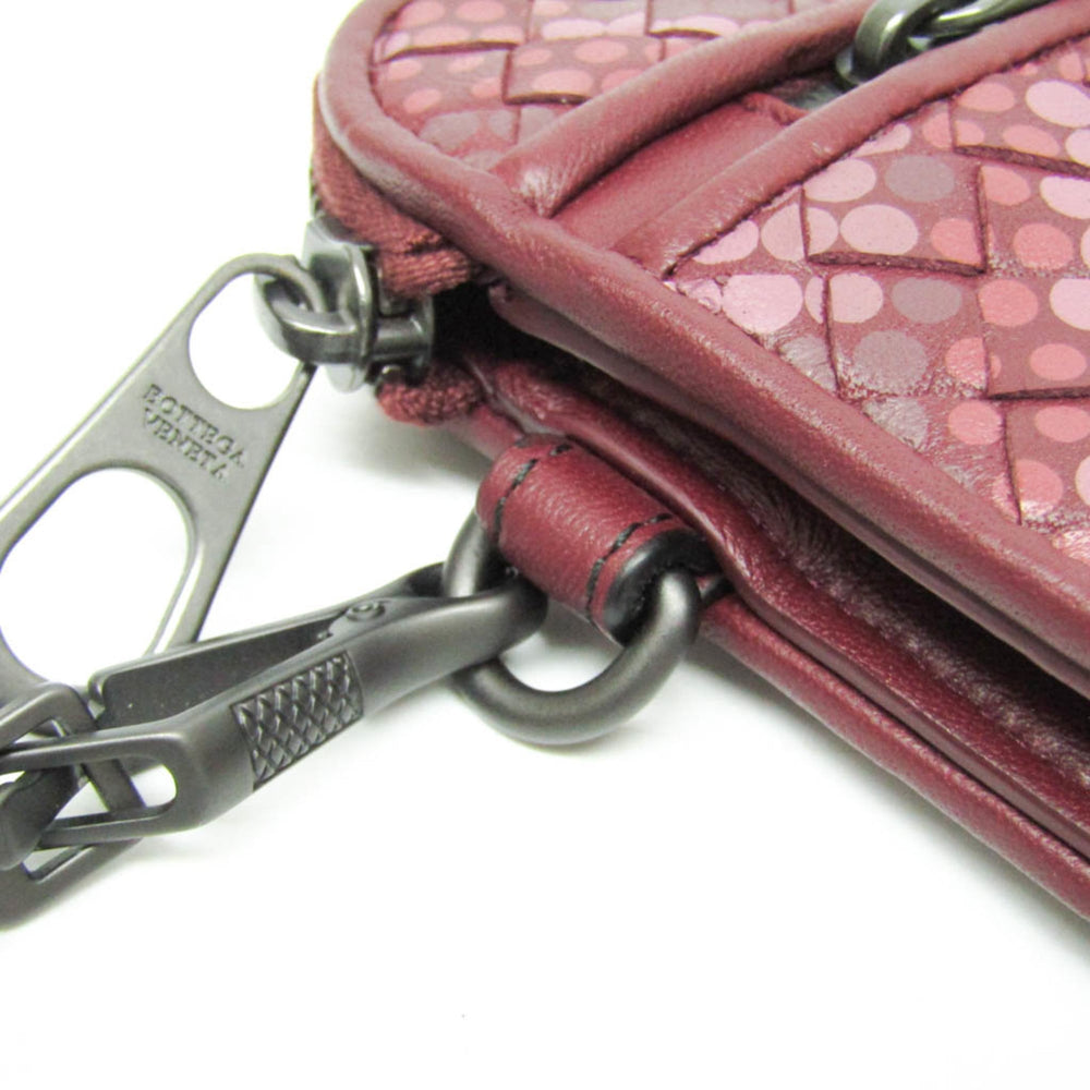 Bottega Veneta Intrecciato 493190 Men,Women Leather Clutch Bag Wine — Like New