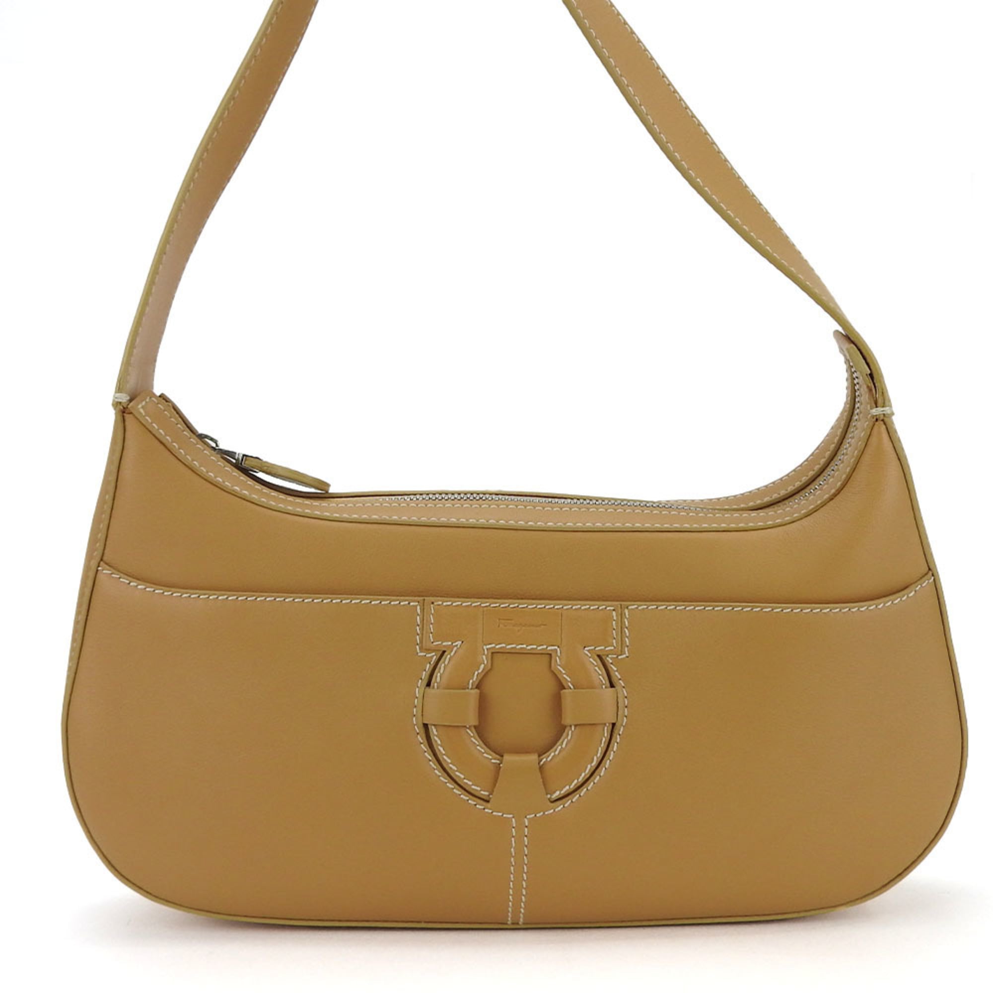 Salvatore Ferragamo one shoulder bag DH-21 4380 Gancini leather camel chic ladies