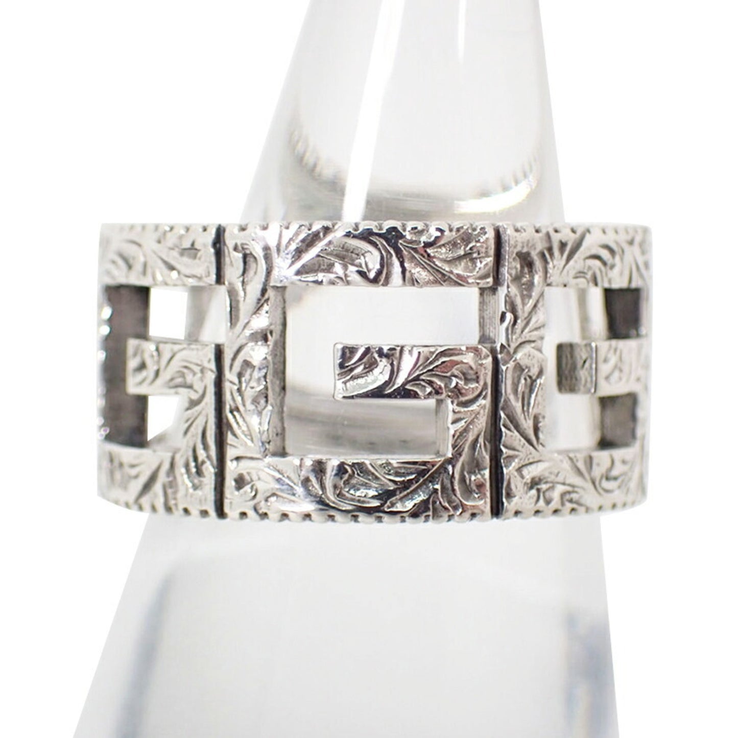 GUCCI SV925 Arabesque Square G Wide Ring, Size 12.5