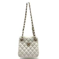 Chanel Matelassé Mini Bucket Chain Shoulder Bag, White, Women's, AS3176 — New - Store Return