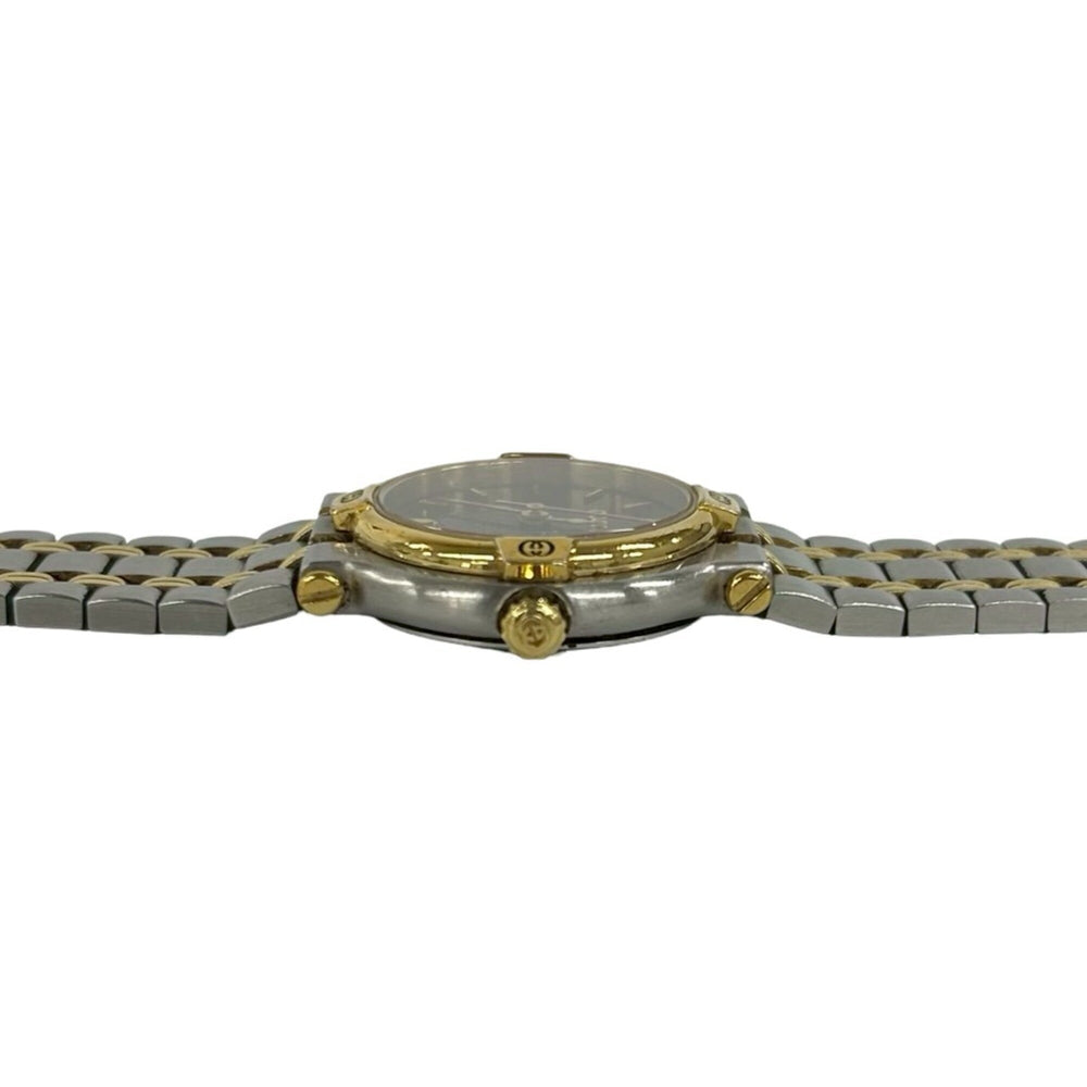 GUCCI 9000L Logo Engraved Stainless Steel Quartz Wristwatch, Silver, 26018 — Good
