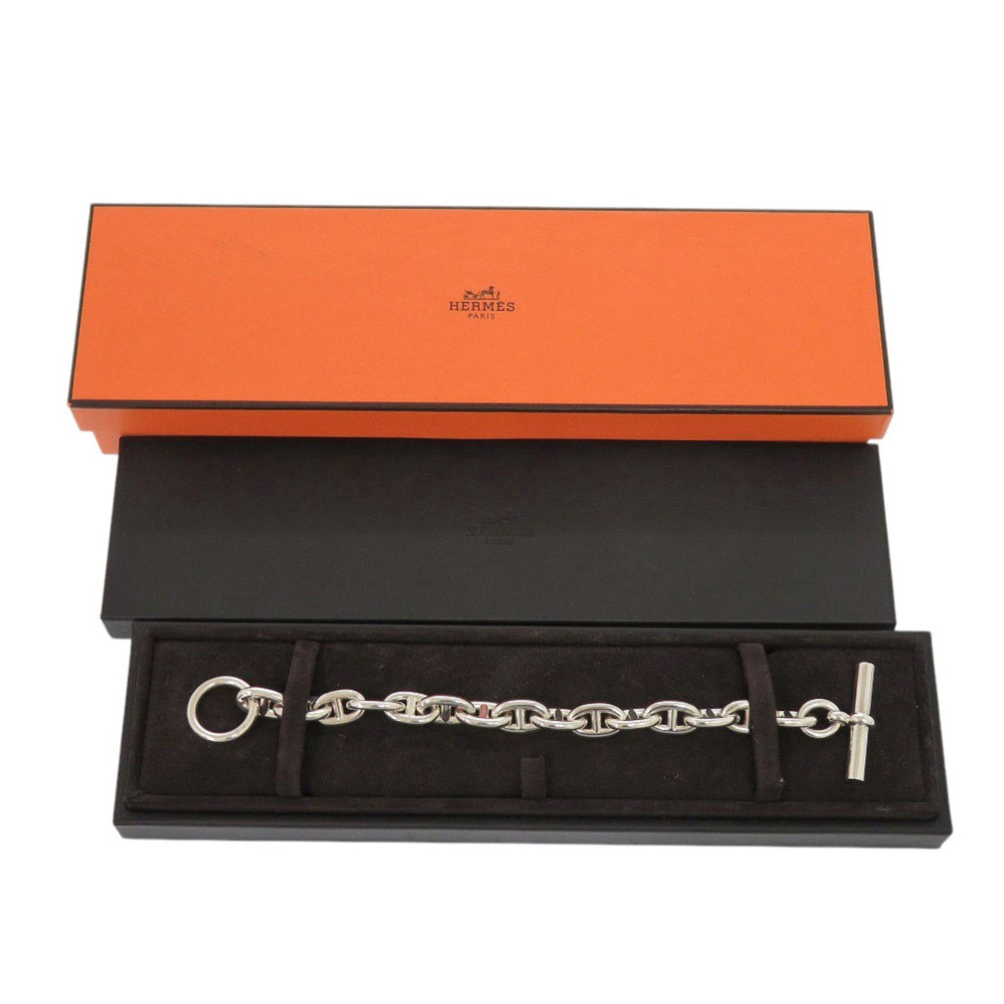 Hermes Chaine d'Ancre MM 15-link Sterling Silver Bracelet 0502 HERMES