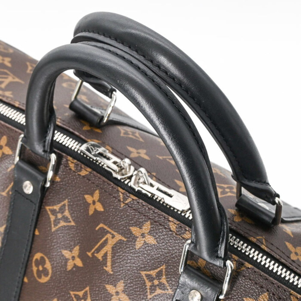 LOUIS VUITTON Louis Vuitton Boston Bag Monogram Macassar Keepall Bandouliere 55 Brown M56714 — Like New