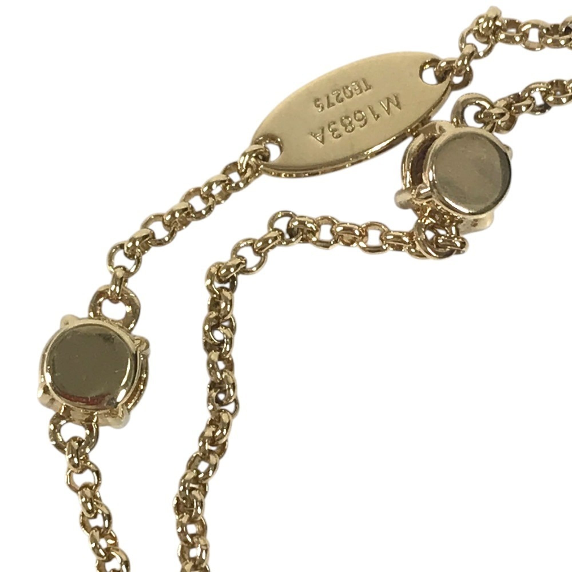 LOUIS VUITTON M1683A Bangle Accessory, Double Strand, Ladies' LV Metal Strass Faux Pearl Rhinestone Chain Bracelet, Metal, Men's & Women's, Gold — Like New